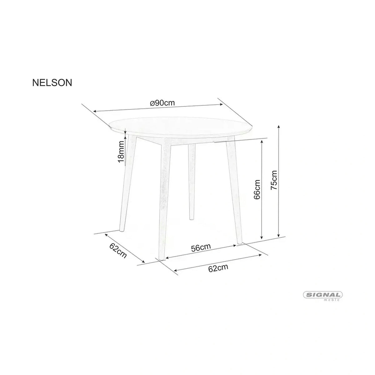 Masa NELSON, stejar sonoma, 90x90x75 cm