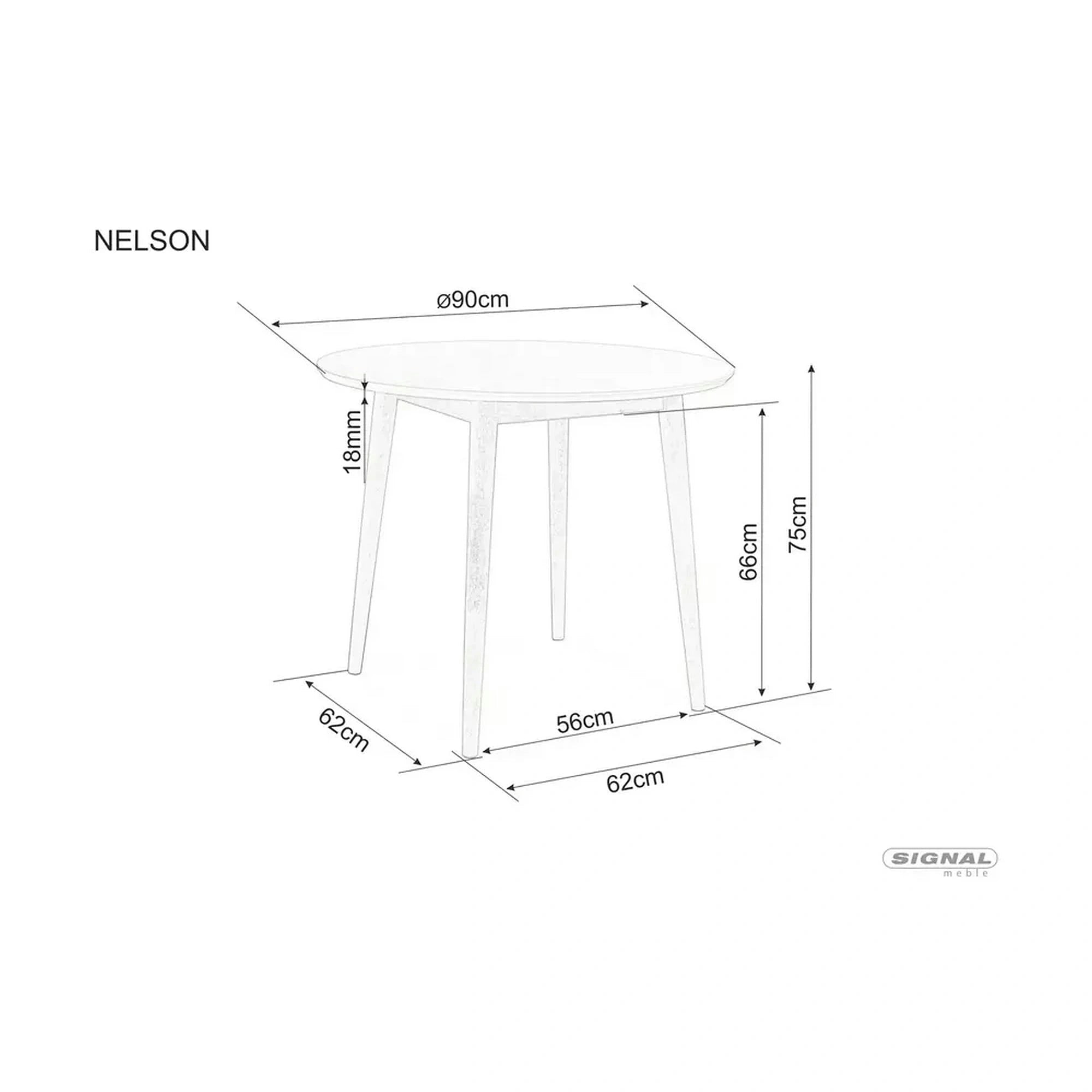 Masa NELSON, stejar sonoma, 90x90x75 cm