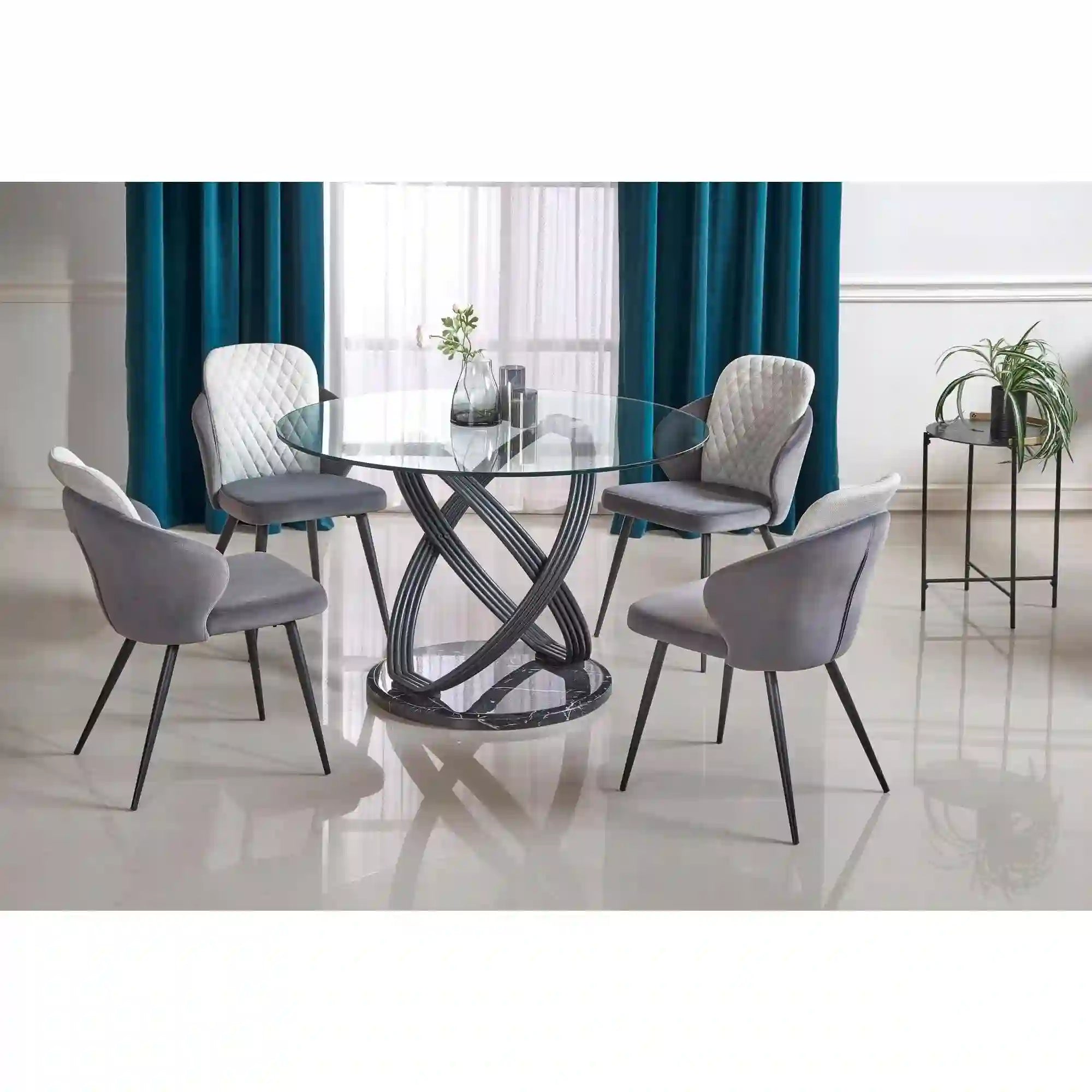 Masa OPTICO, negru, sticla/metal, 122x77 cm