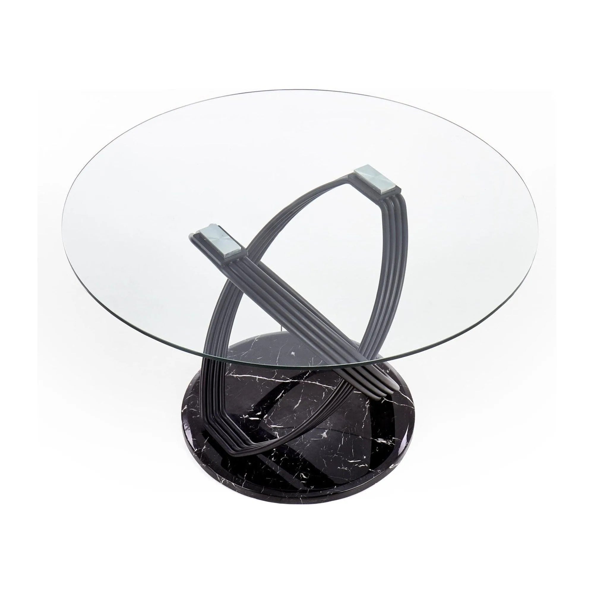 Masa OPTICO, negru, sticla/metal, 122x77 cm