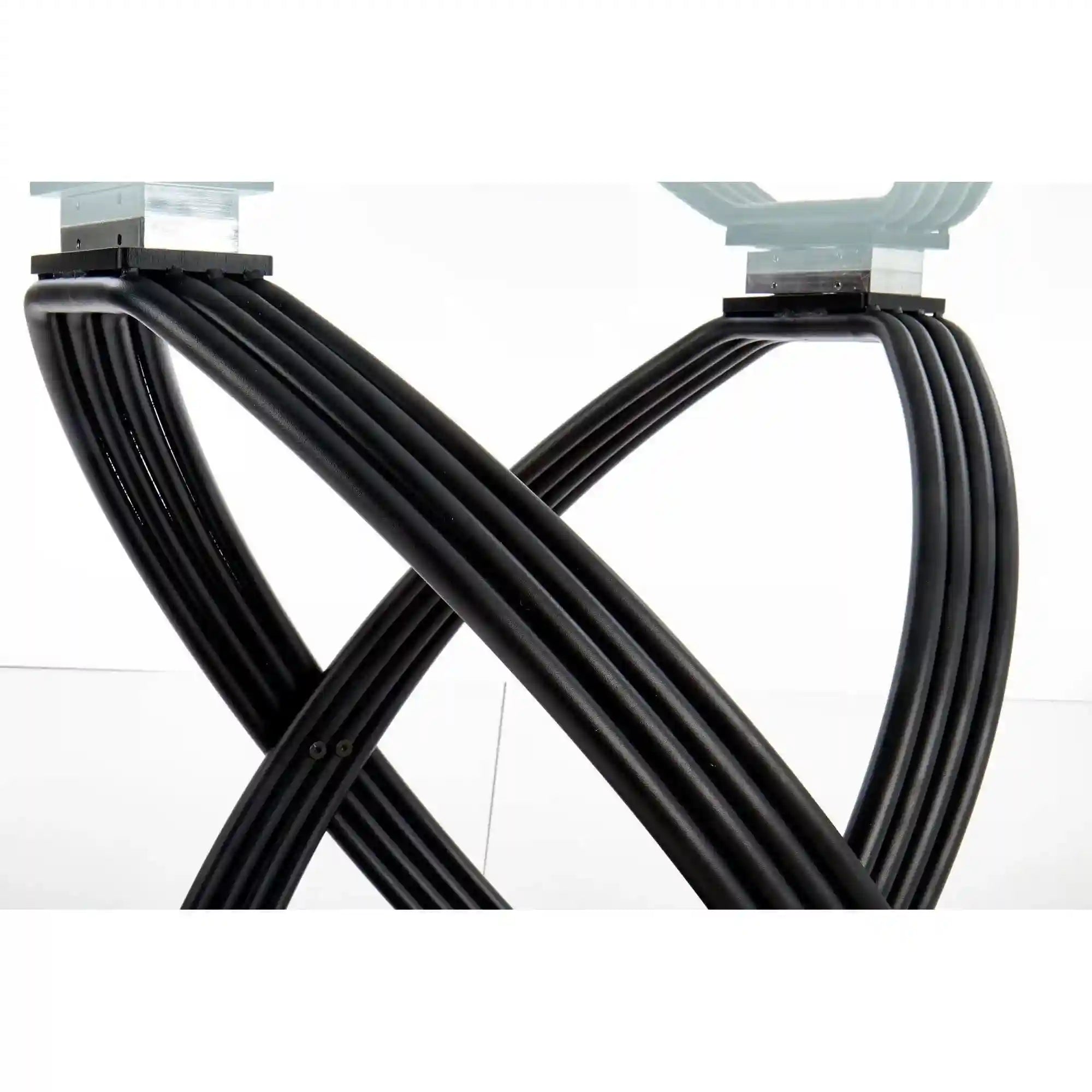 Masa OPTICO, negru, sticla/metal, 122x77 cm