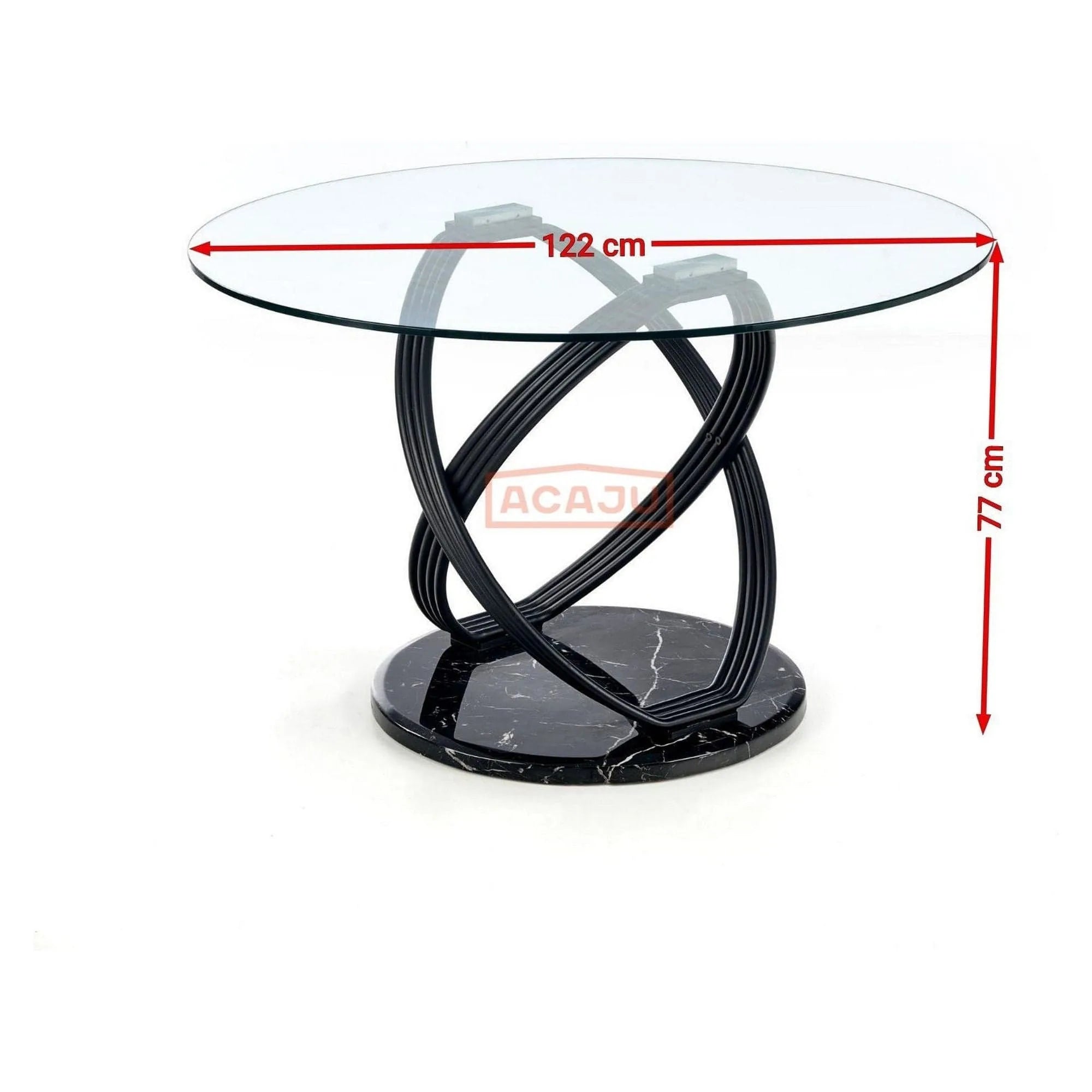 Masa OPTICO, negru, sticla/metal, 122x77 cm