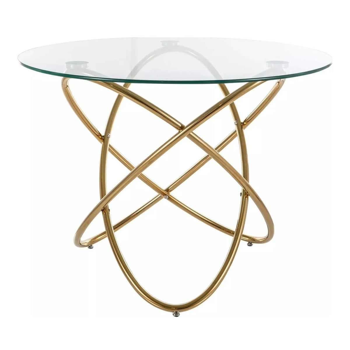 Masa ORBIT, transparent/auriu, sticla/metal, 100x75 cm