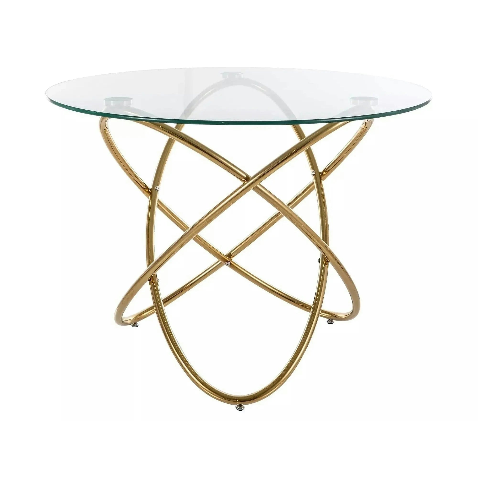 Masa ORBIT, transparent/auriu, sticla/metal, 100x75 cm