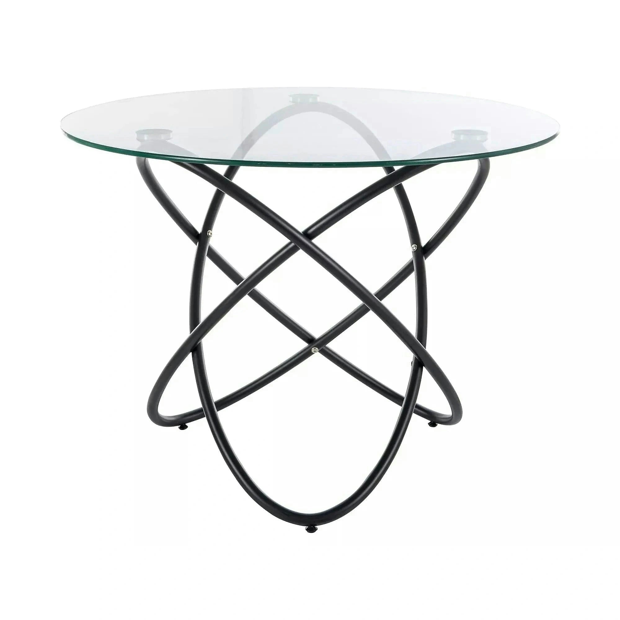 Masa ORBIT, transparent/negru, sticla/metal, 100x75 cm