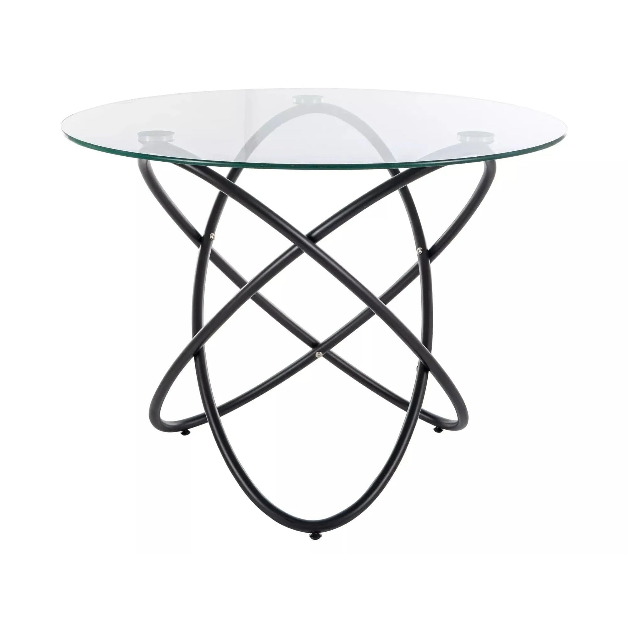 Masa ORBIT, transparent/negru, sticla/metal, 100x75 cm