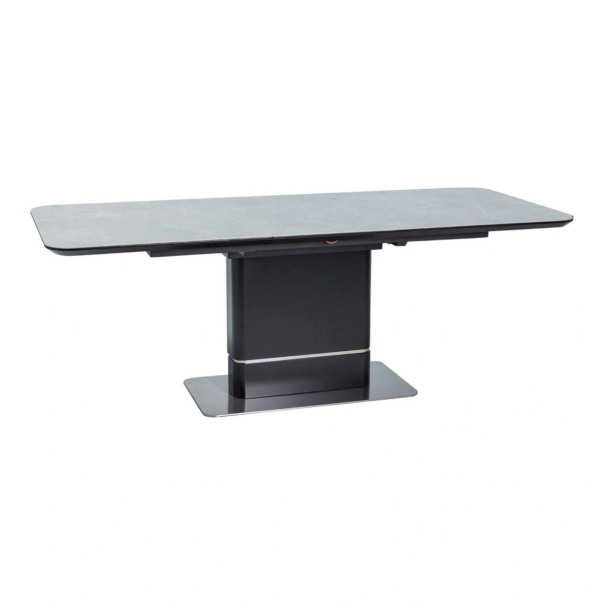 Masa PALLAS, gri cu efect de marmura/negru, 160/210x90x76 cm