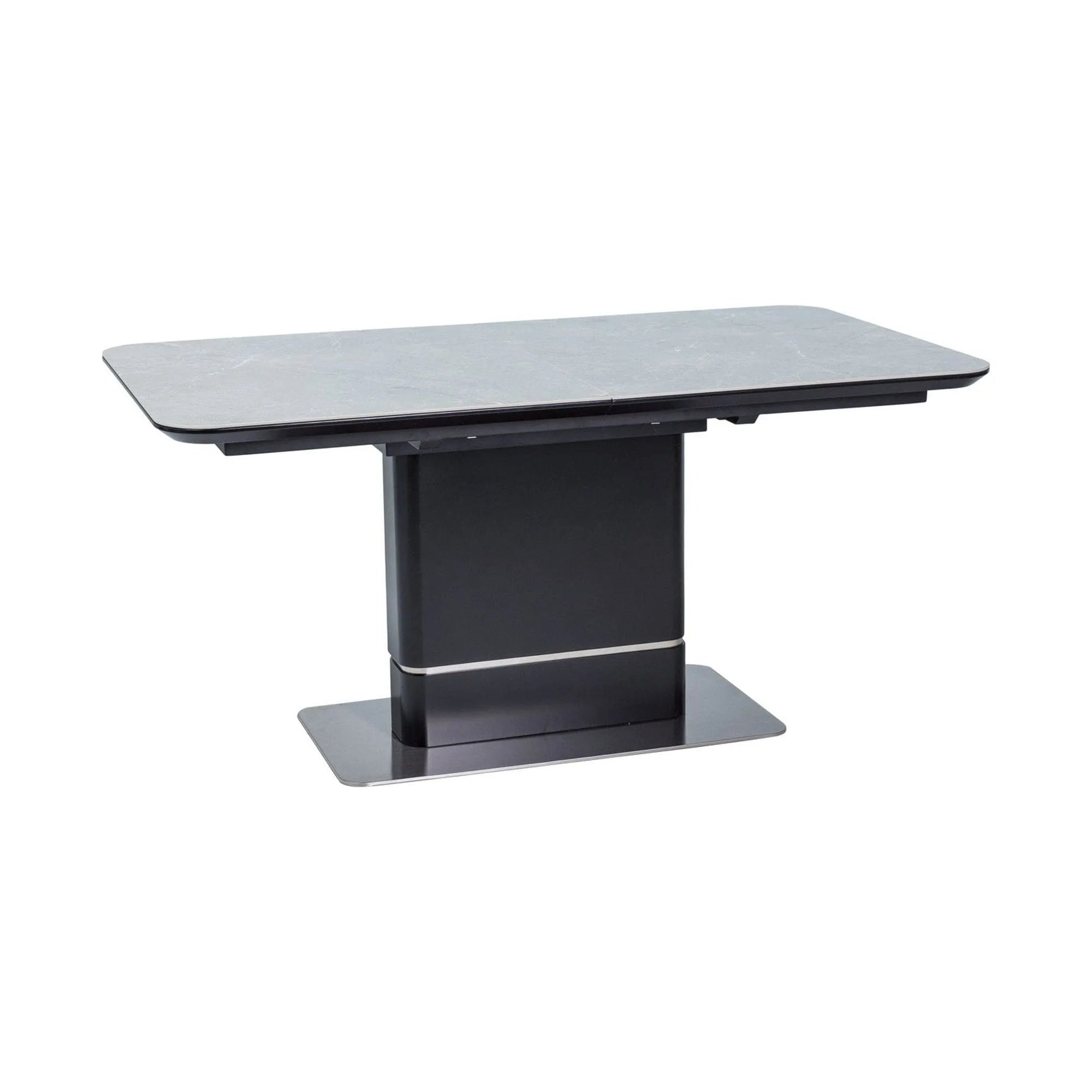 Masa PALLAS, gri cu efect de marmura/negru, 160/210x90x76 cm