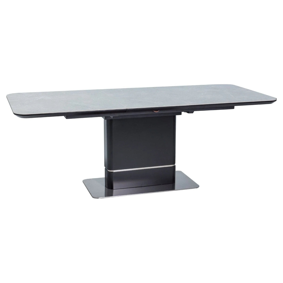 Masa PALLAS, gri cu efect de marmura/negru, 160/210x90x76 cm