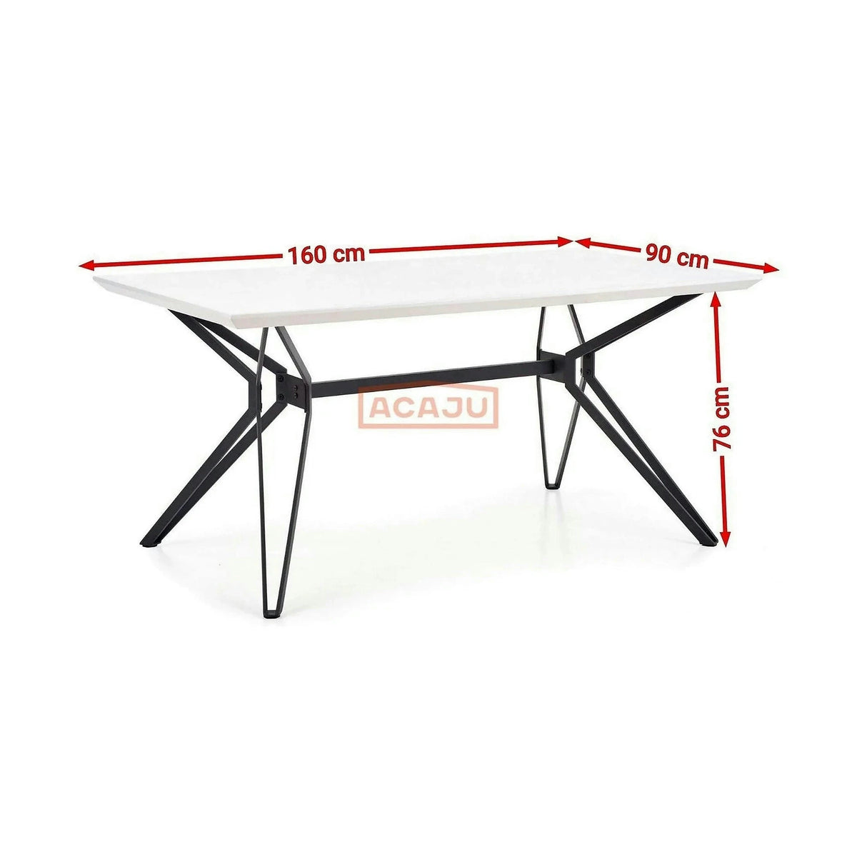 Masa PASCAL, alb/negru, 160x90x76 cm