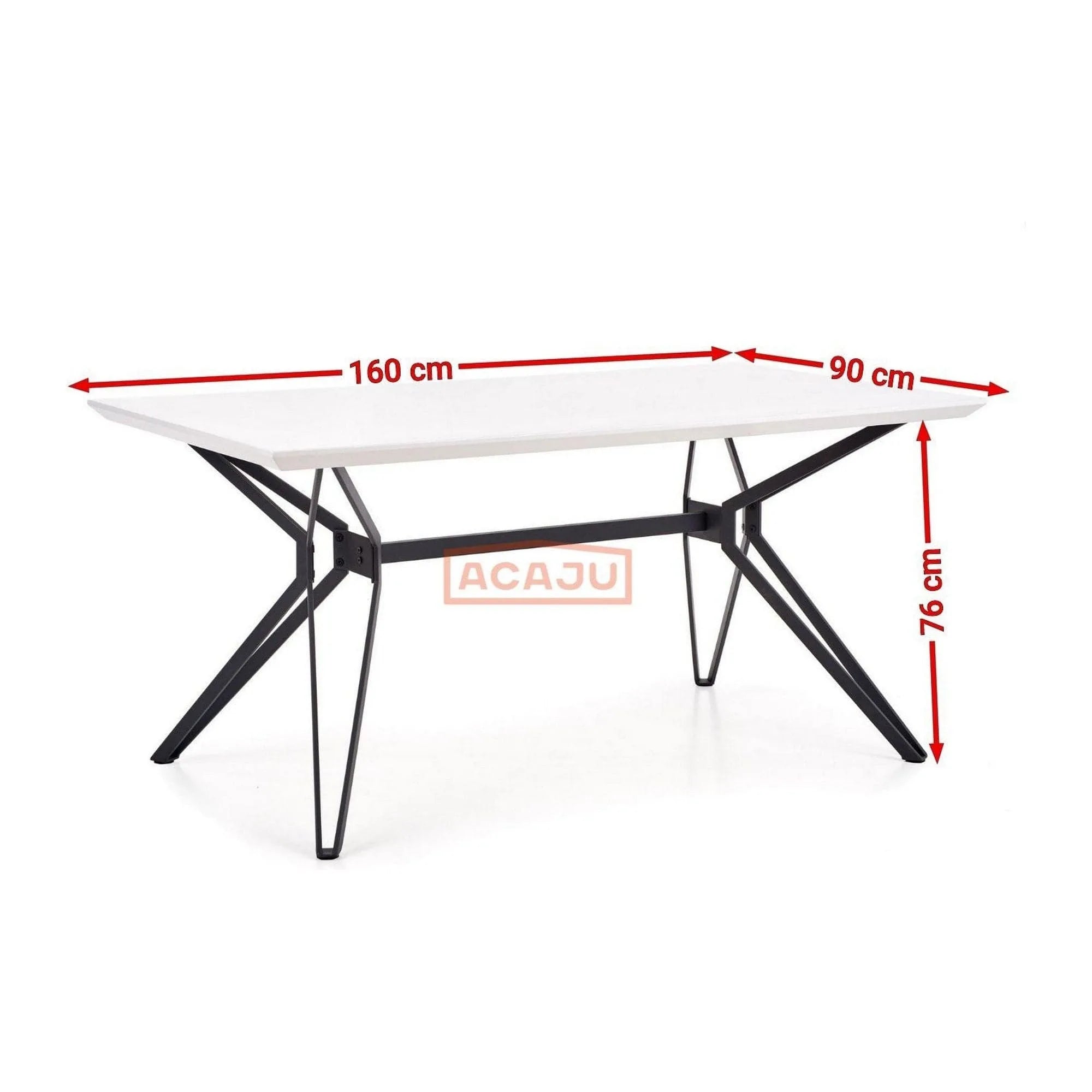 Masa PASCAL, alb/negru, 160x90x76 cm