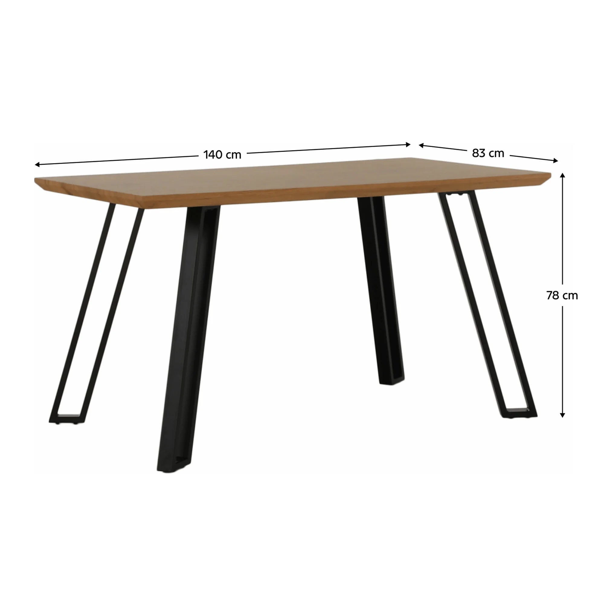 Masa PEDAL, stejar/negru, 140x80x76 cm