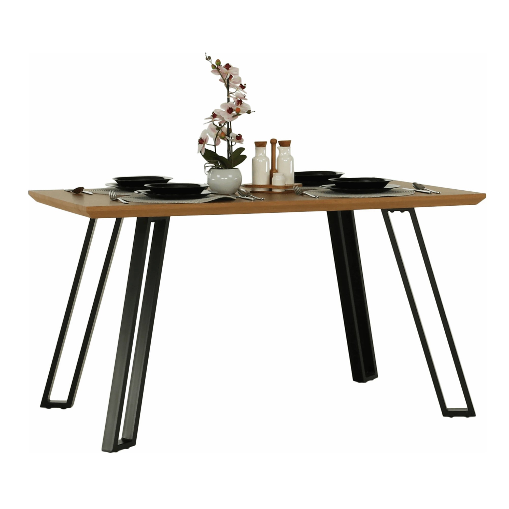 Masa PEDAL, stejar/negru, 140x80x76 cm