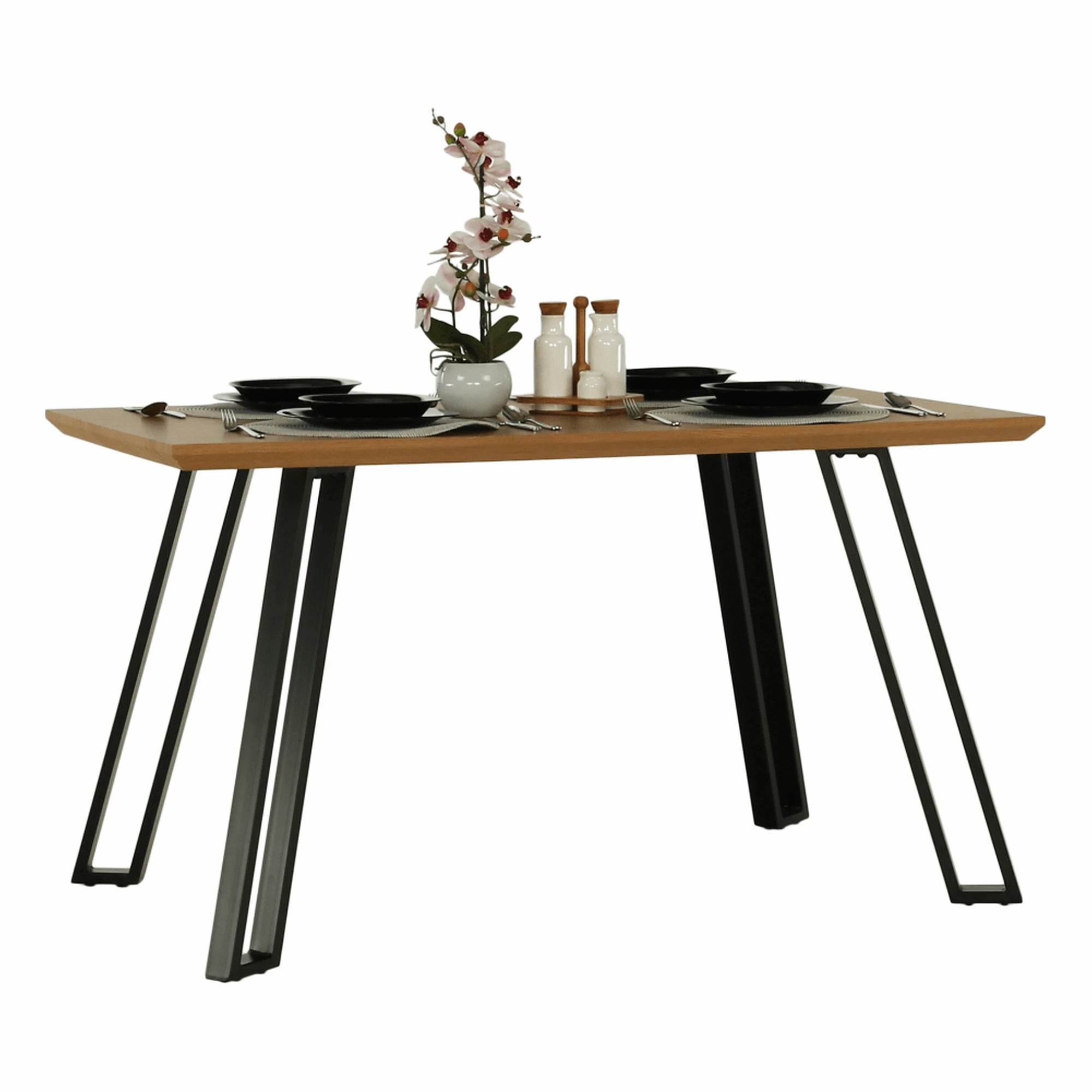 Masa PEDAL, stejar/negru, 140x80x76 cm