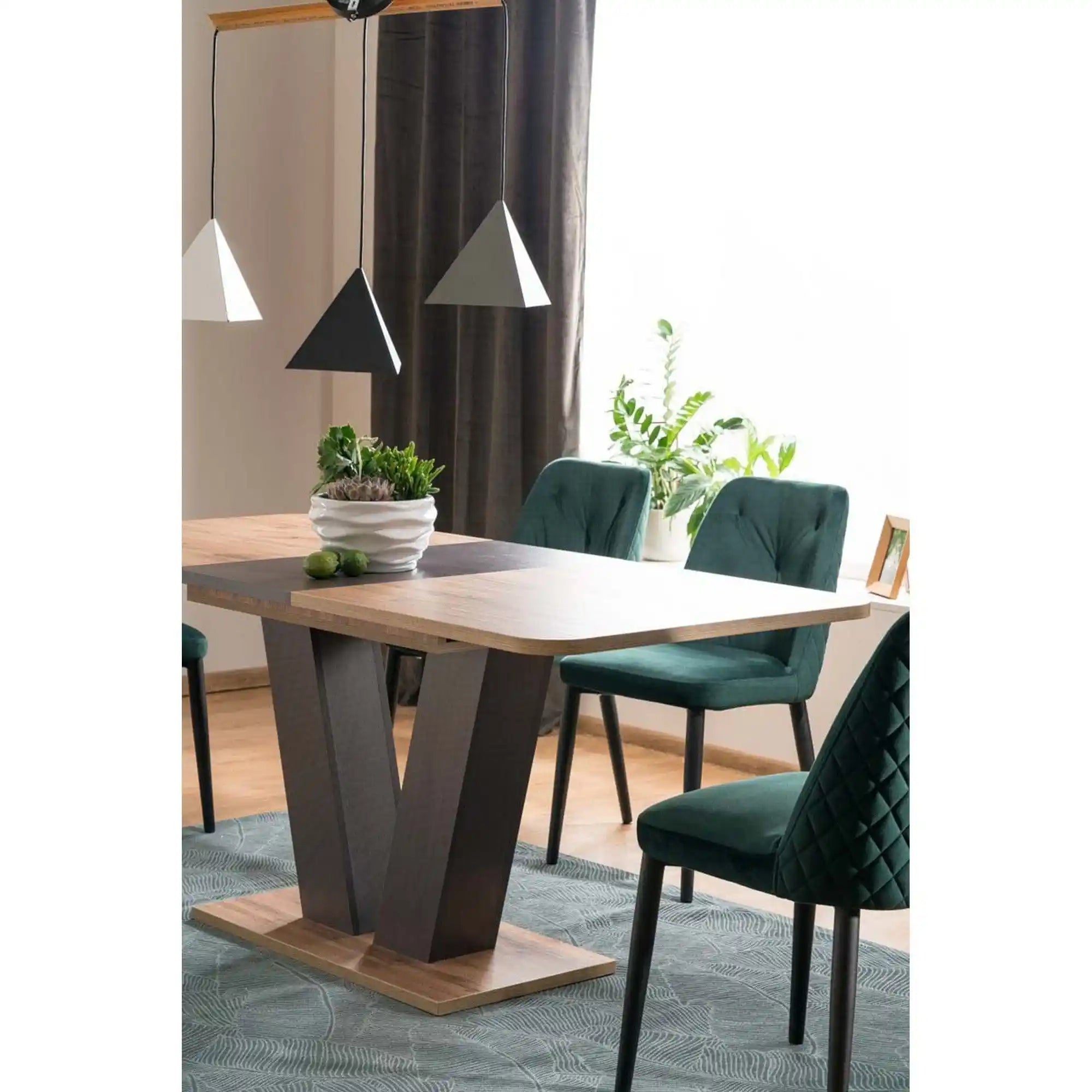 Masa PLATON stejar/maro, PAL laminat, 136/176x80x76 cm