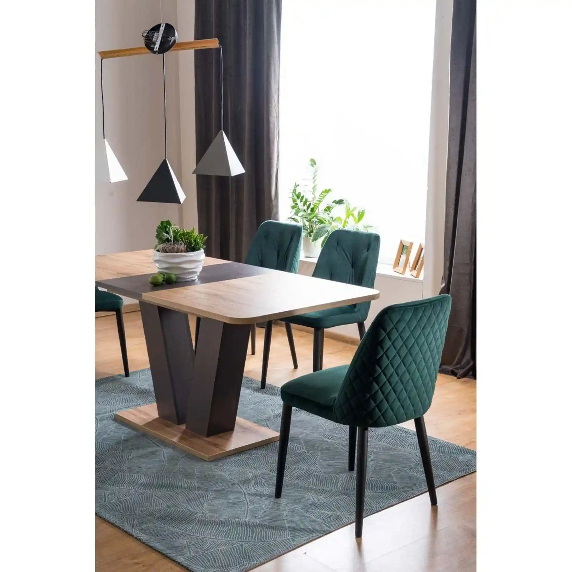 Masa PLATON stejar/maro, PAL laminat, 136/176x80x76 cm