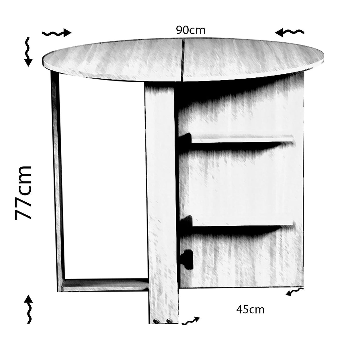 Masa plianta MIDDLE, alb, PAL melaminat, 90x45x77 cm