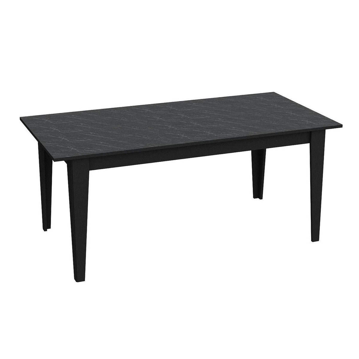 Masa POLK, negru cu efect de marmura, PAL melaminat, 180x90x77 cm