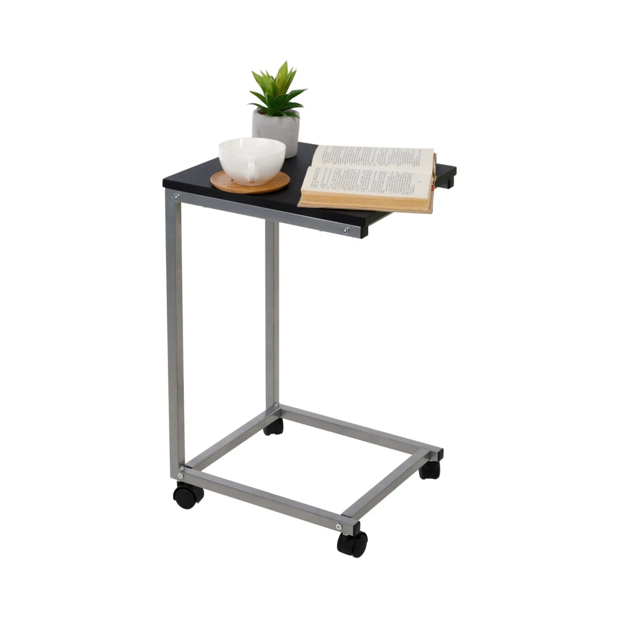 Masa portabila MANNY, negru/argintiu, 33x38x60 cm