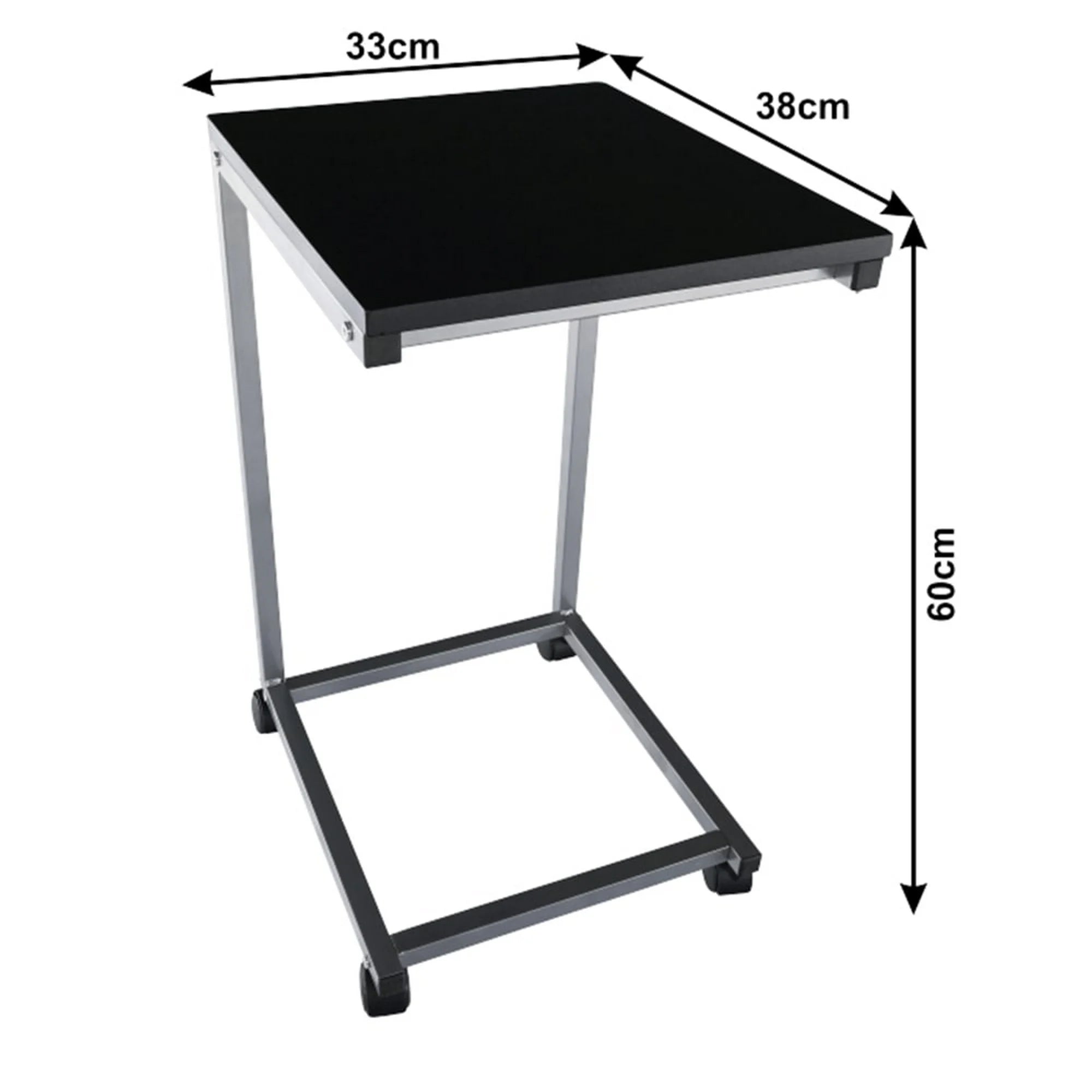Masa portabila MANNY, negru/argintiu, 33x38x60 cm