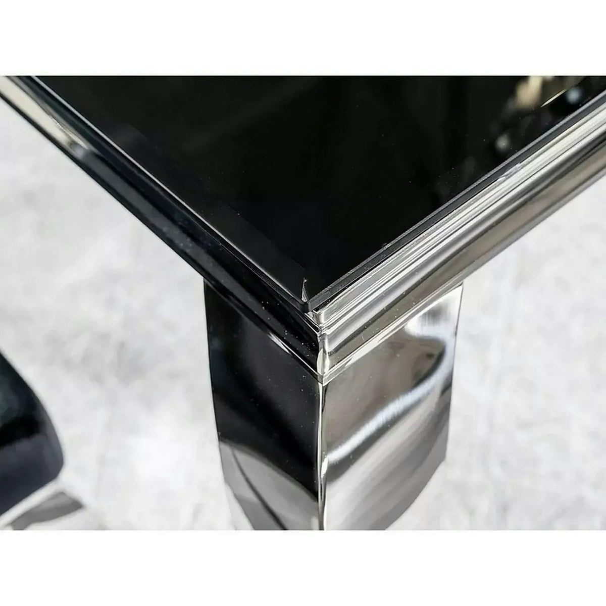 Masa PRINCE, negru/crom, sticla securizata/metal, 150x90x75 cm