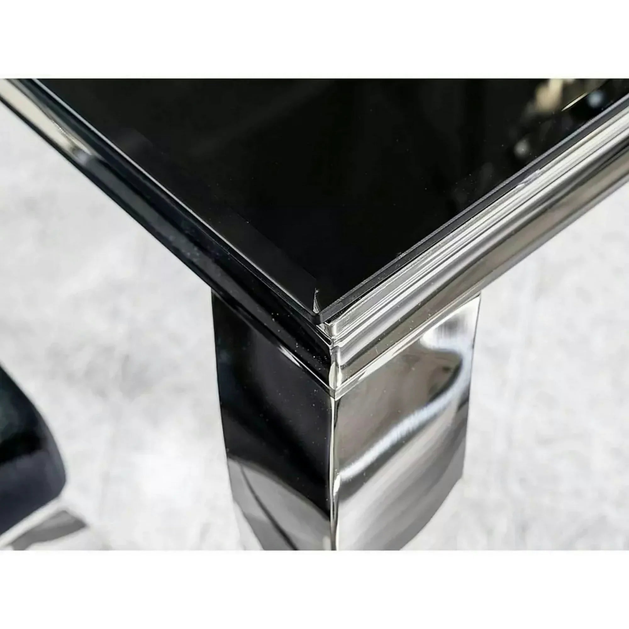 Masa PRINCE, negru/crom, sticla securizata/metal, 150x90x75 cm