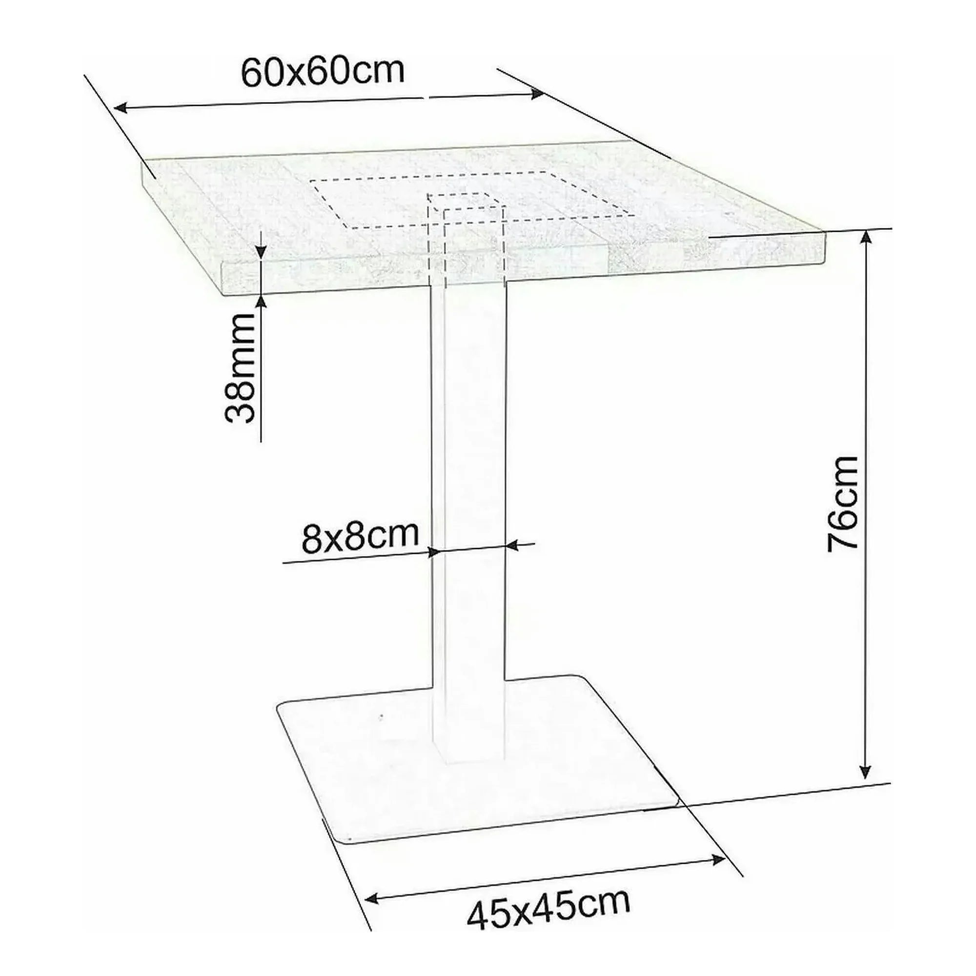 Masa PURO, stejar/negru, PAL laminat/metal, 60x60x76 cm