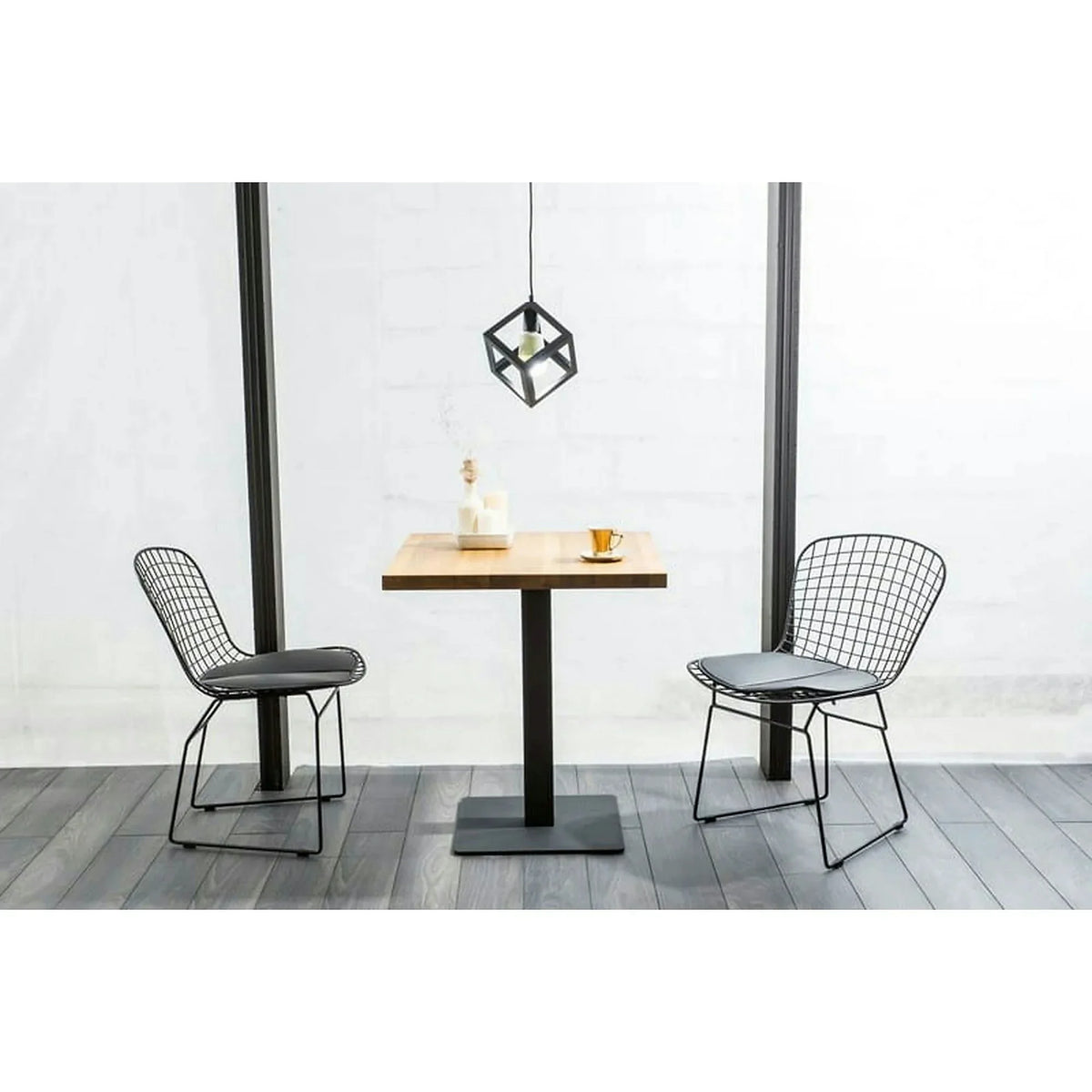 Masa PURO, stejar/negru, PAL laminat/metal, 80x80x76 cm