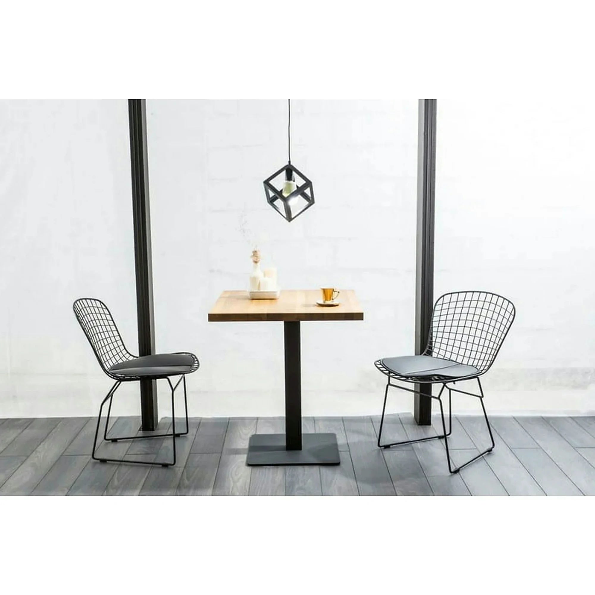 Masa PURO, stejar/negru, PAL laminat/metal, 80x80x76 cm