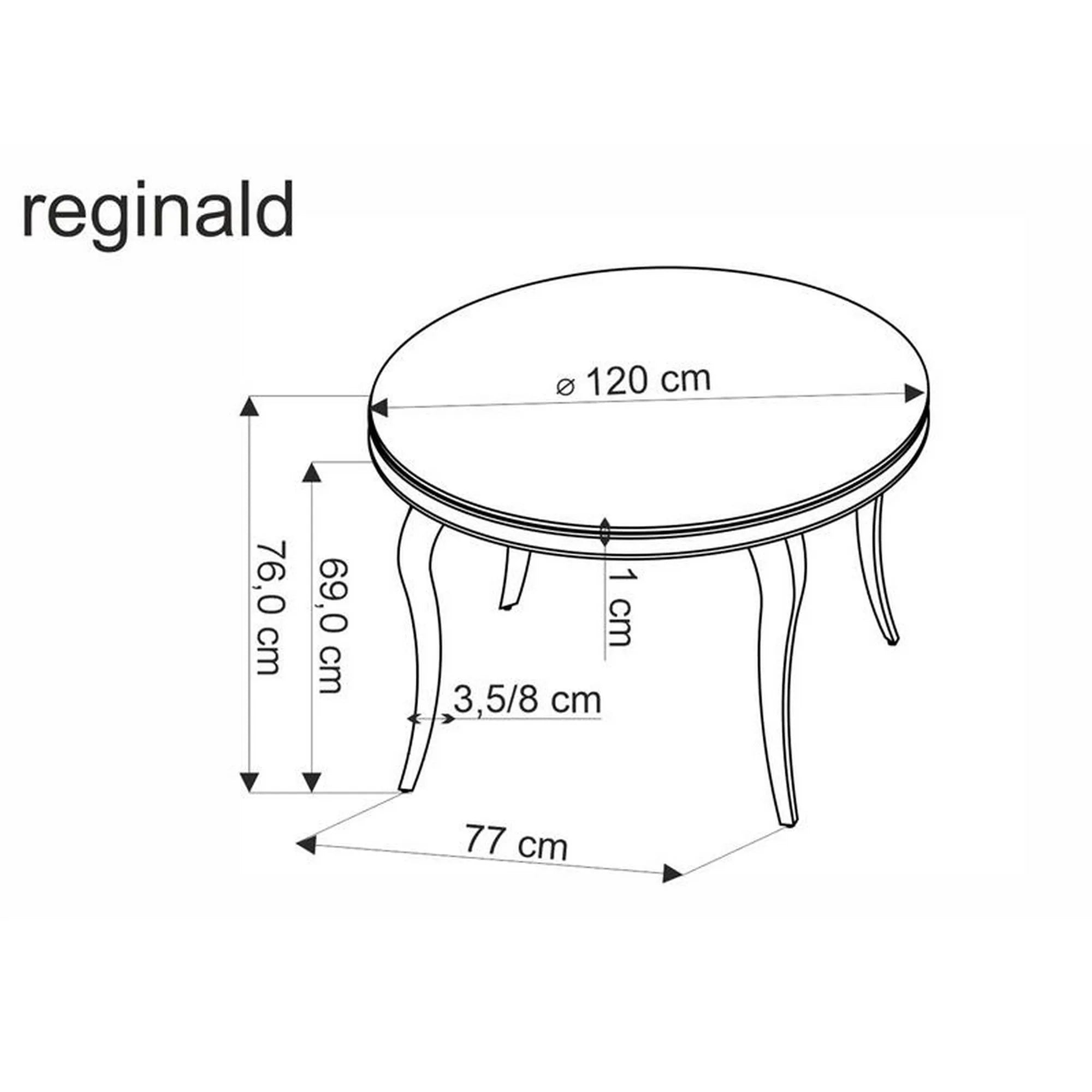 Masa REGINALD 2, negru/auriu, sticla/metal, 120x120x76 cm