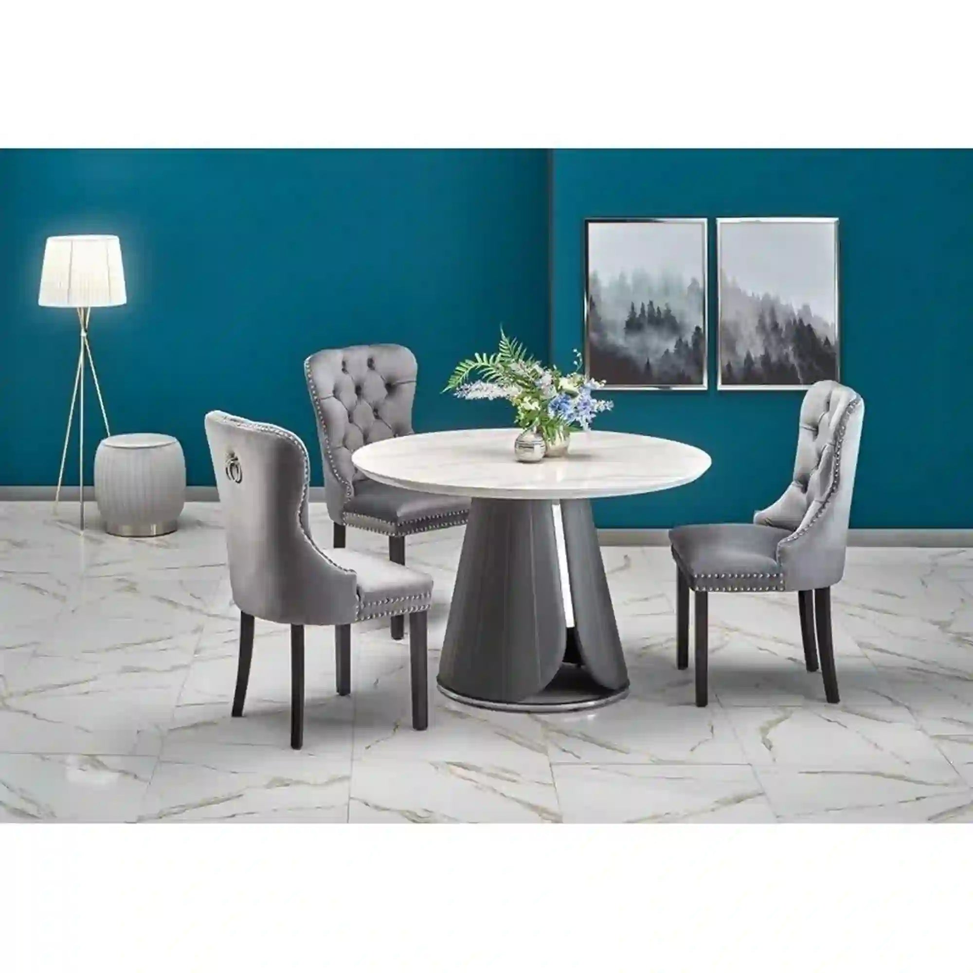 Masa REMINGO, alb/gri, 120x77 cm