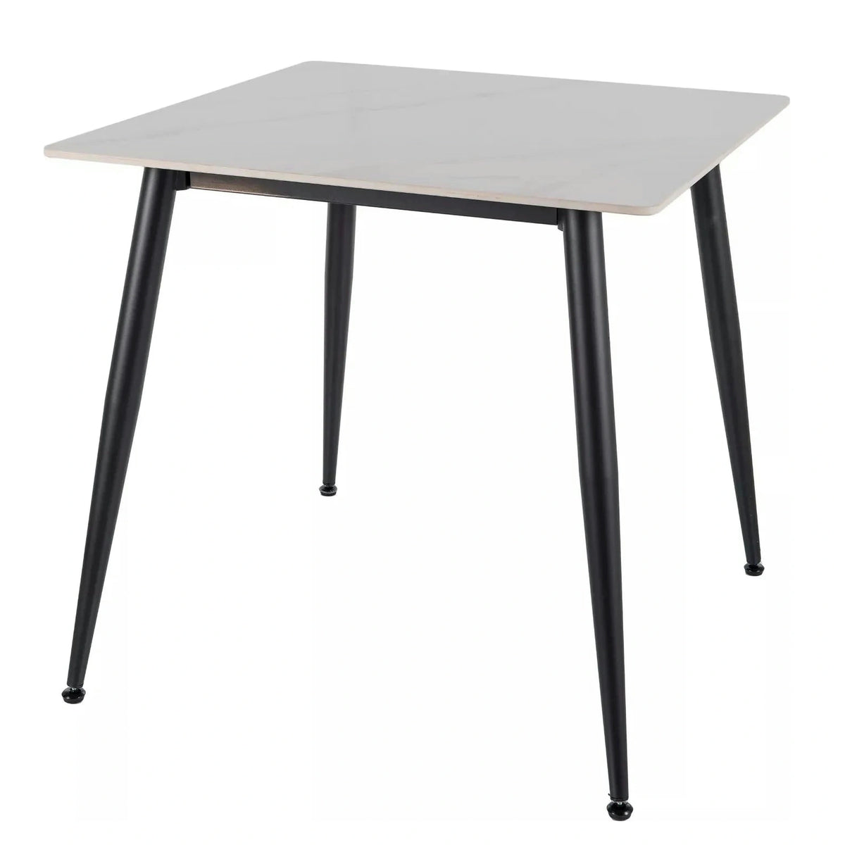 Masa RION, alb cu efect de marmura/negru, ceramica/metal, 80x80x76 cm