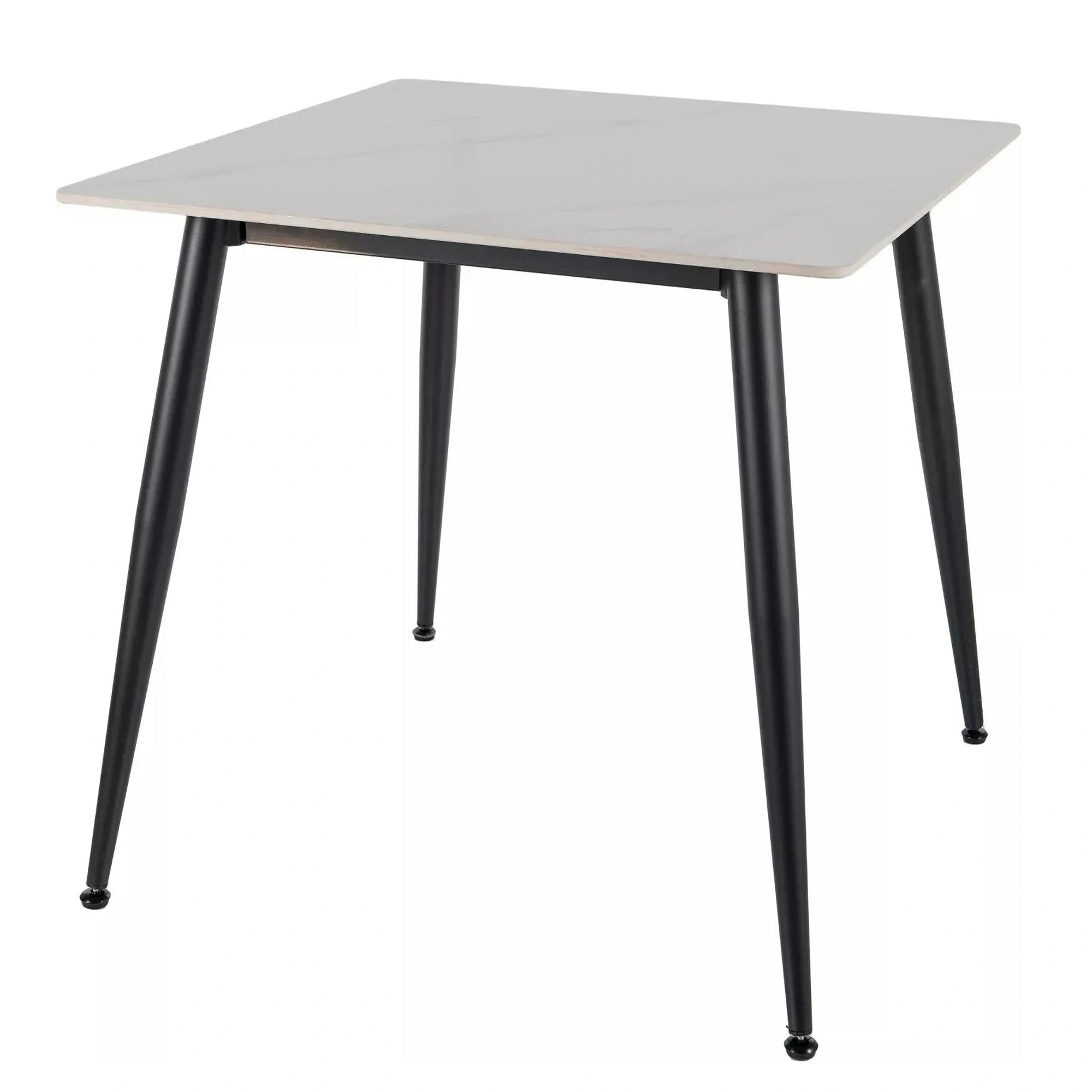 Masa RION, alb cu efect de marmura/negru, ceramica/metal, 80x80x76 cm