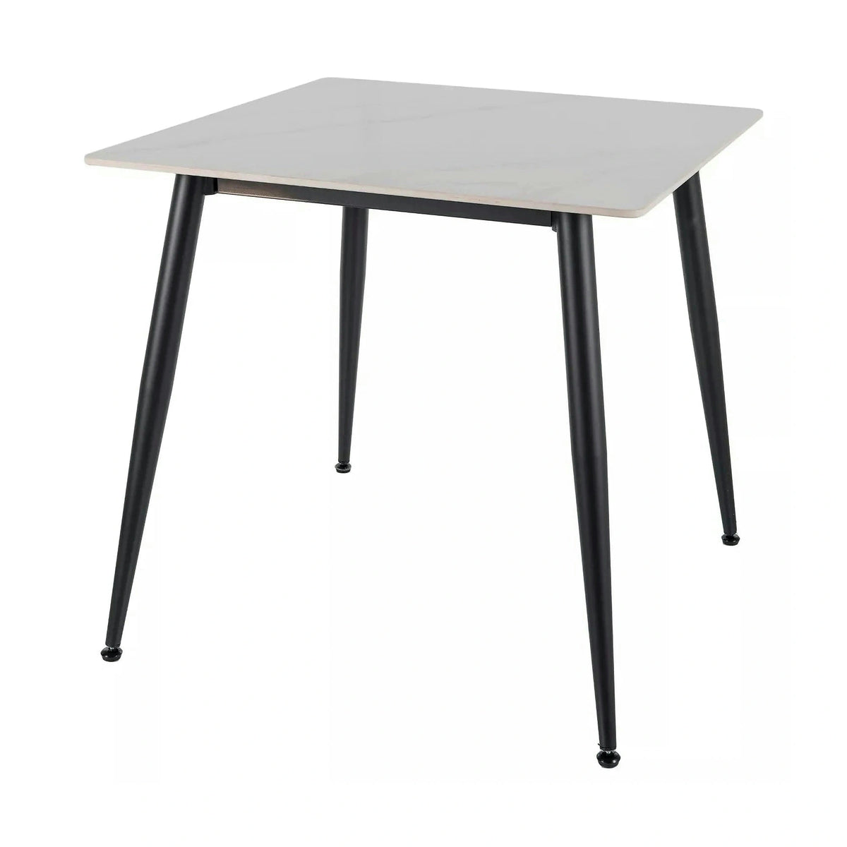 Masa RION, alb cu efect de marmura/negru, ceramica/metal, 80x80x76 cm