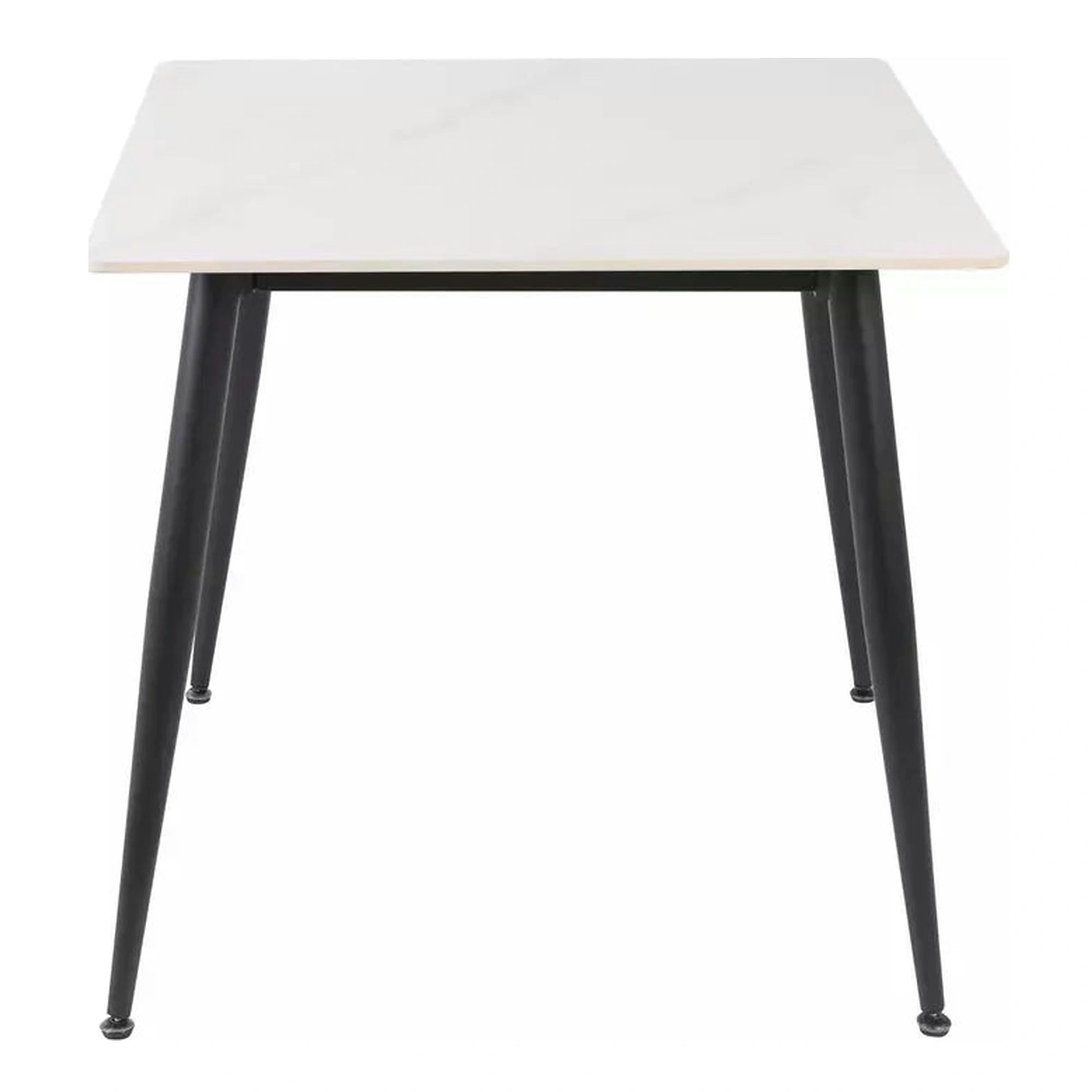 Masa RION, alb cu efect de marmura/negru, ceramica/metal, 80x80x76 cm