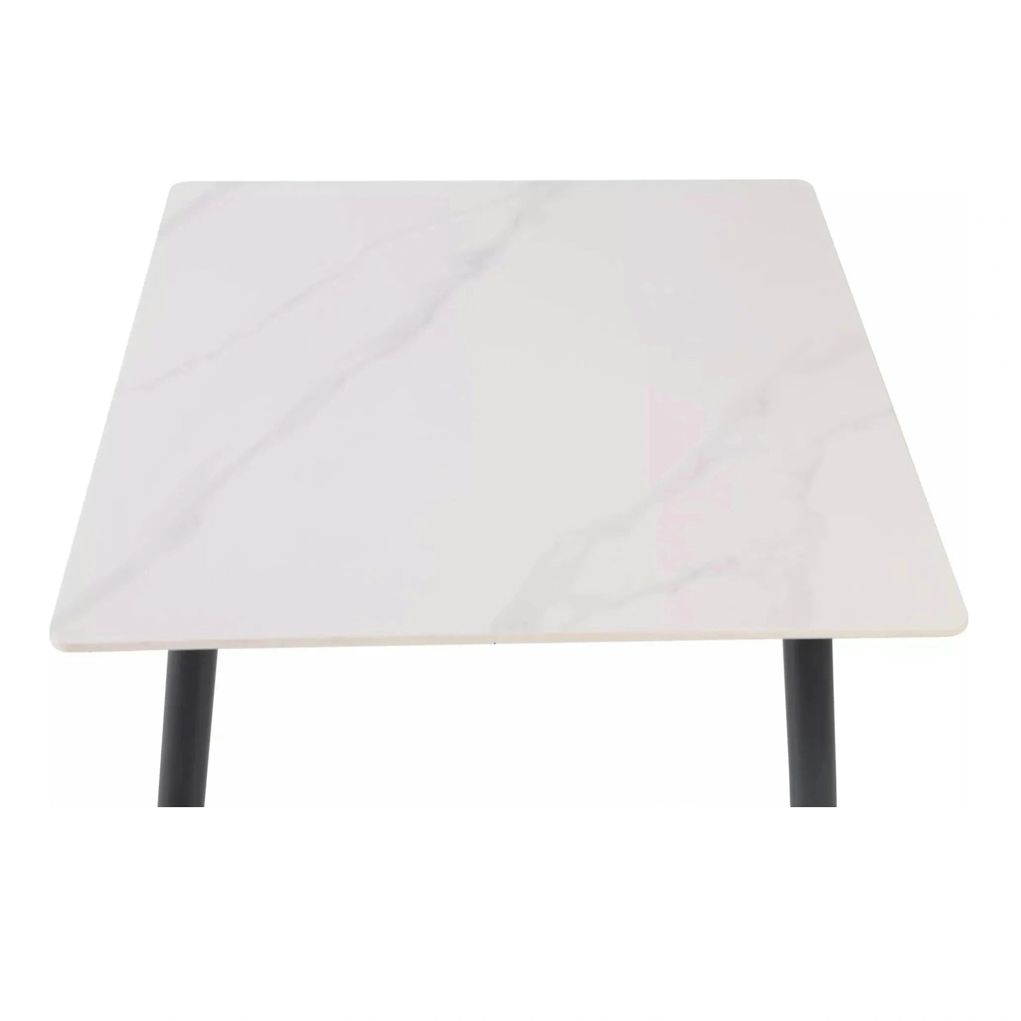 Masa RION, alb cu efect de marmura/negru, ceramica/metal, 80x80x76 cm