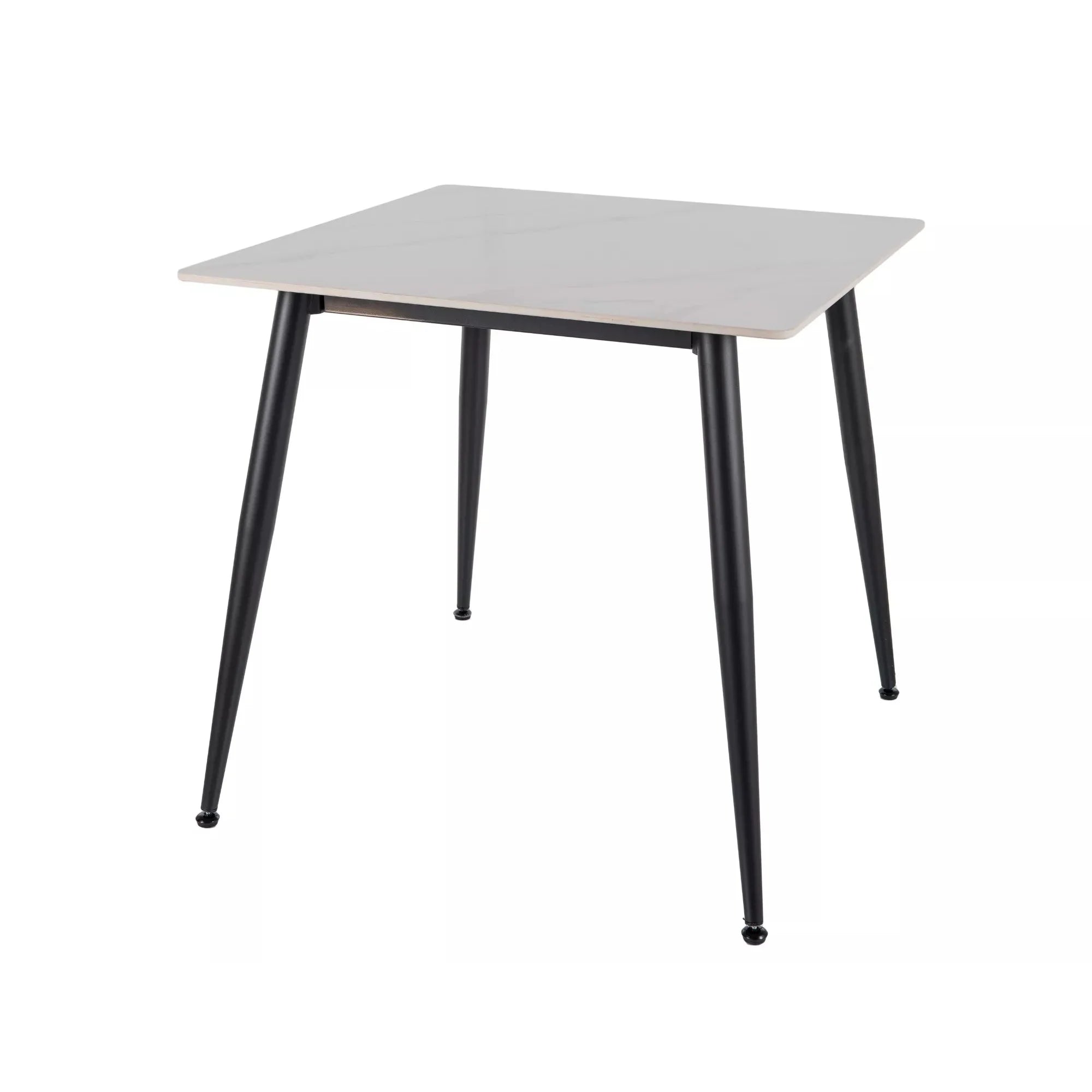 Masa RION, alb cu efect de marmura/negru, ceramica/metal, 80x80x76 cm