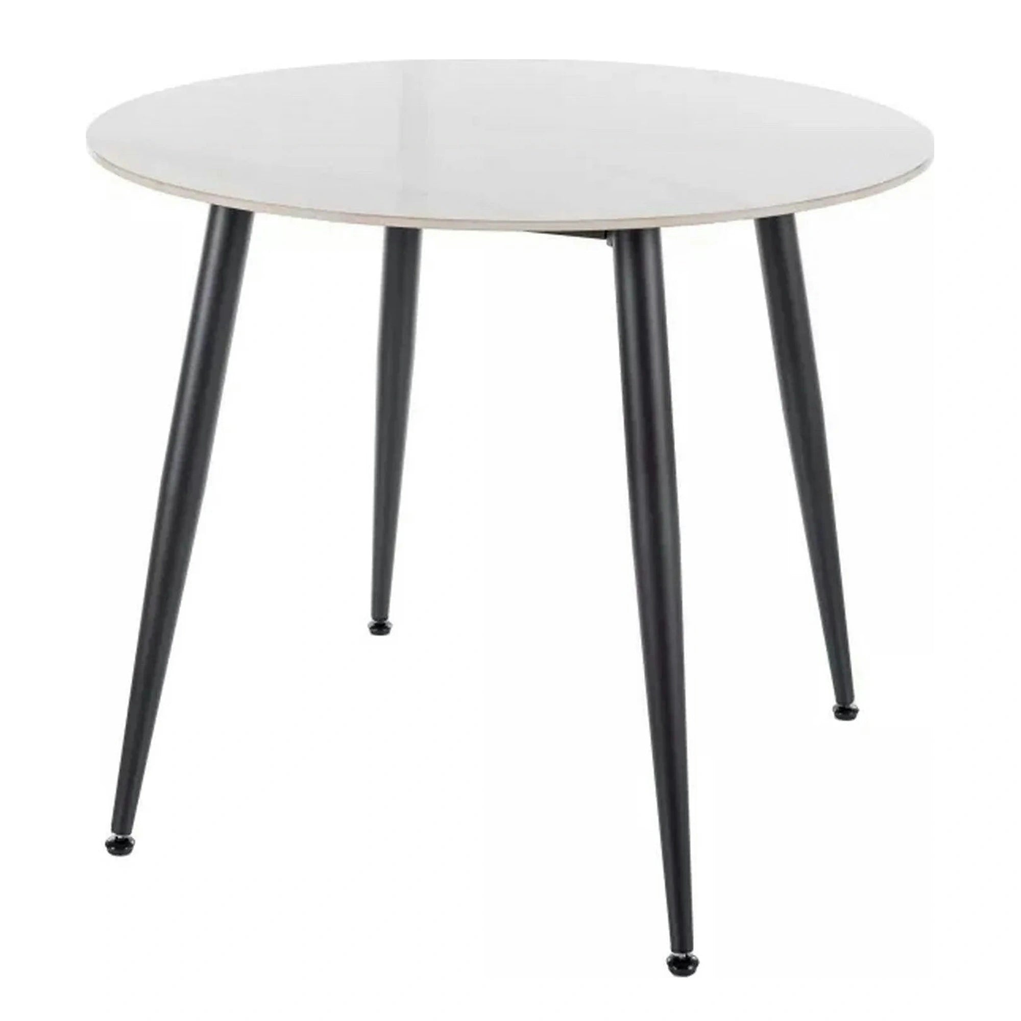 Masa RION, alb cu efect de marmura/negru, ceramica/metal, 90x90x76 cm