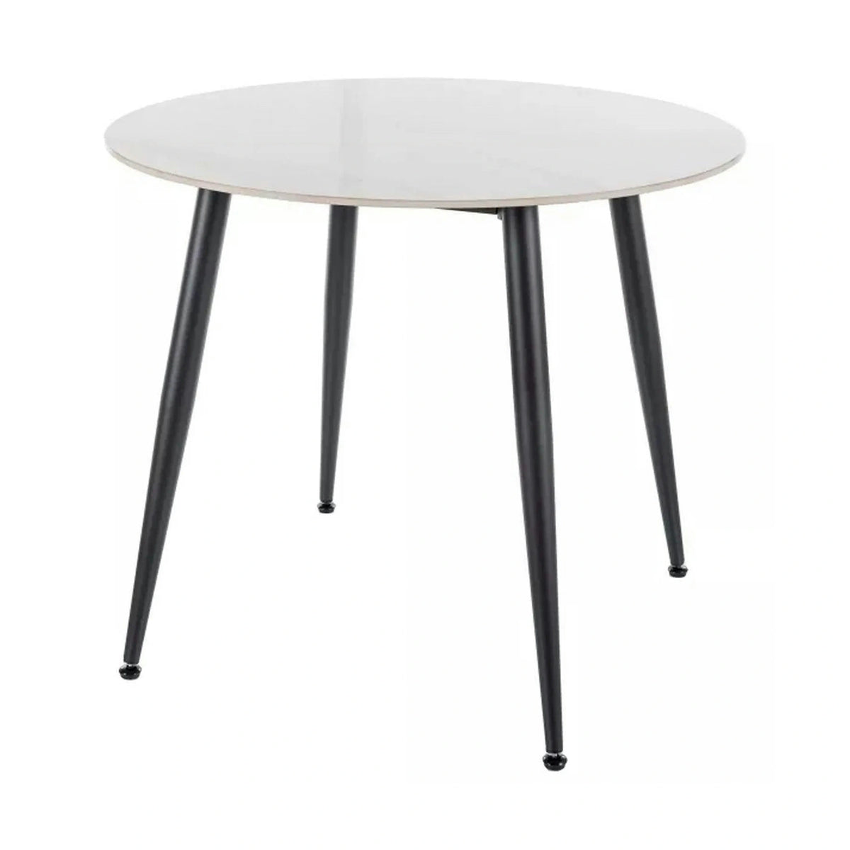 Masa RION, alb cu efect de marmura/negru, ceramica/metal, 90x90x76 cm