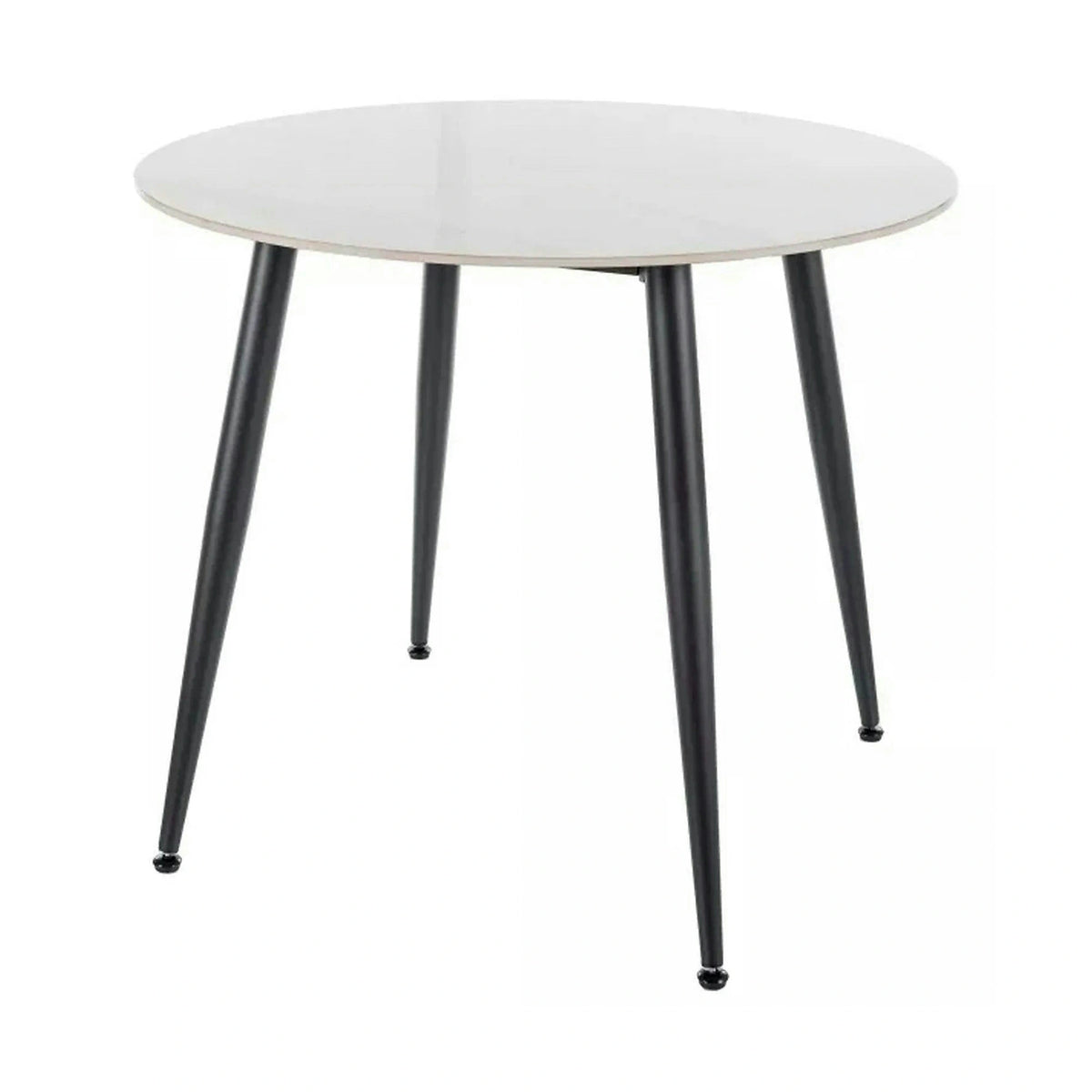 Masa RION, alb cu efect de marmura/negru, ceramica/metal, 90x90x76 cm