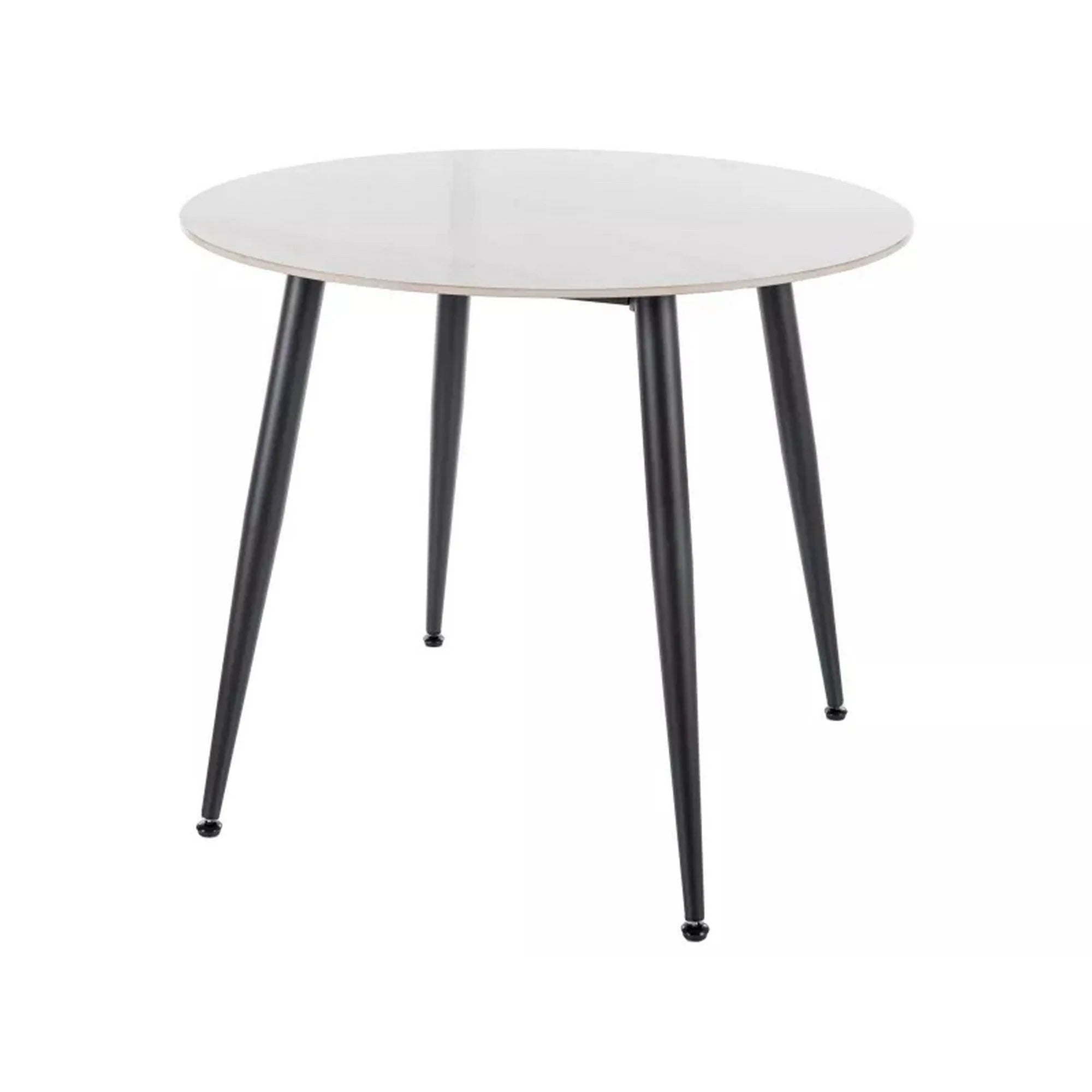 Masa RION, alb cu efect de marmura/negru, ceramica/metal, 90x90x76 cm