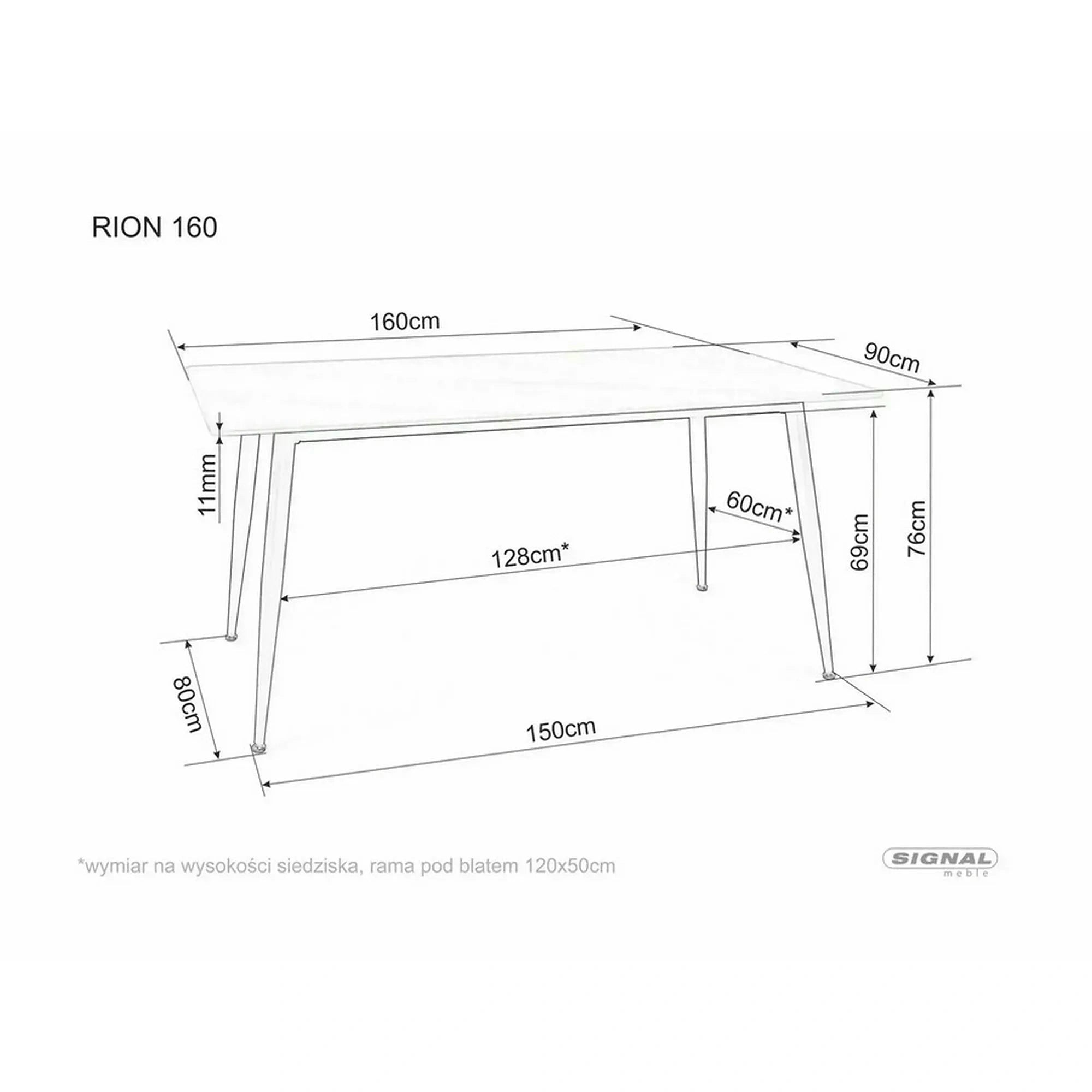Masa RION, gri cu efect de marmura, ceramica/metal, 160x90x76 cm