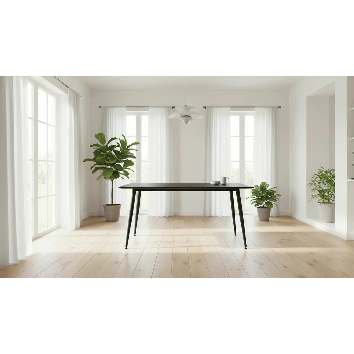 Masa RION, negru cu efect de marmura, ceramica/metal, 160x90x76 cm