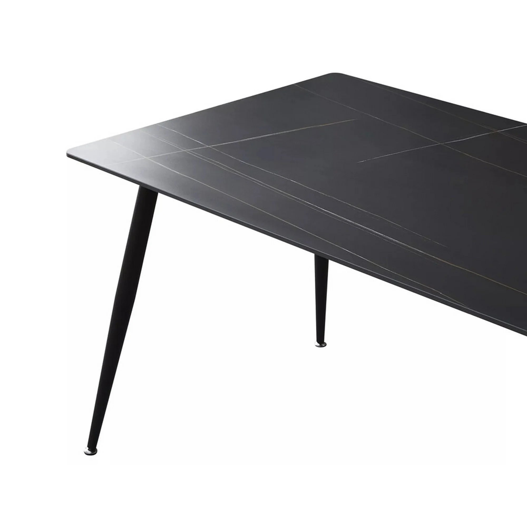 Masa RION, negru cu efect de marmura, ceramica/metal, 160x90x76 cm