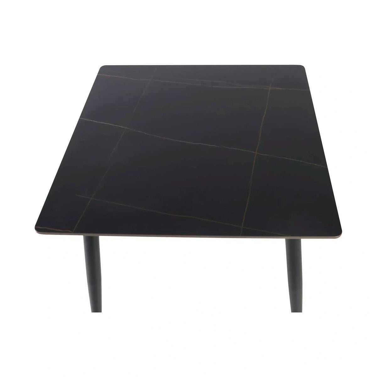 Masa RION, negru mat cu efect de marmura, ceramica/metal, 80x80x76 cm