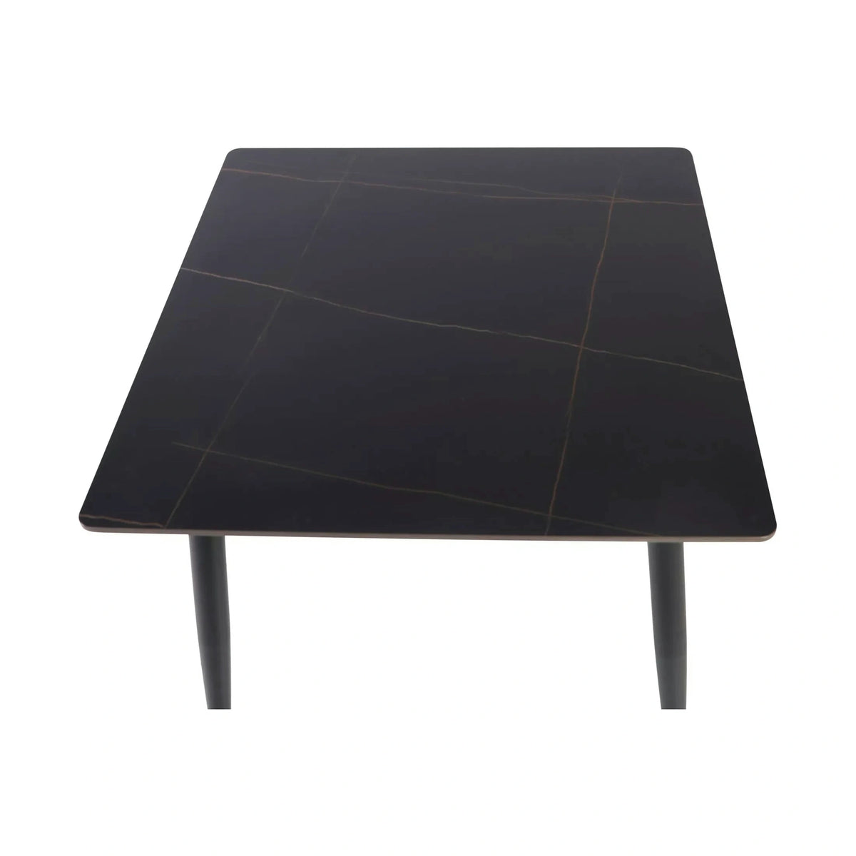 Masa RION, negru mat cu efect de marmura, ceramica/metal, 80x80x76 cm