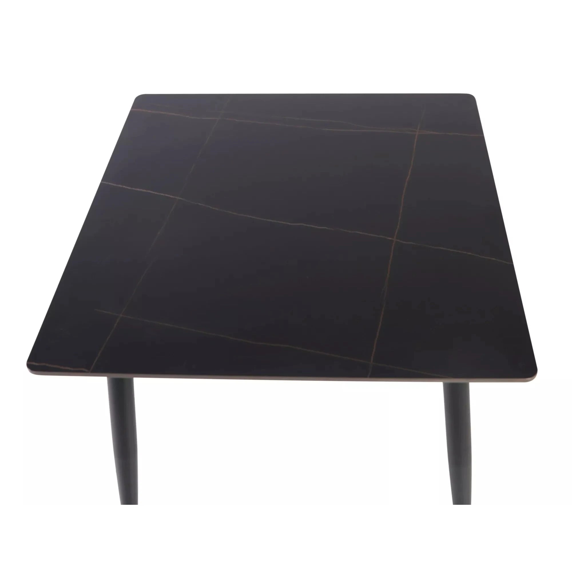 Masa RION, negru mat cu efect de marmura, ceramica/metal, 80x80x76 cm