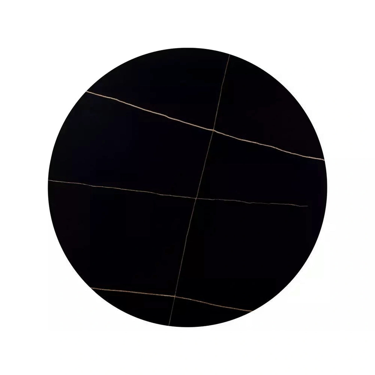 Masa RION, negru mat cu efect de marmura, ceramica/metal, 90x90x76 cm