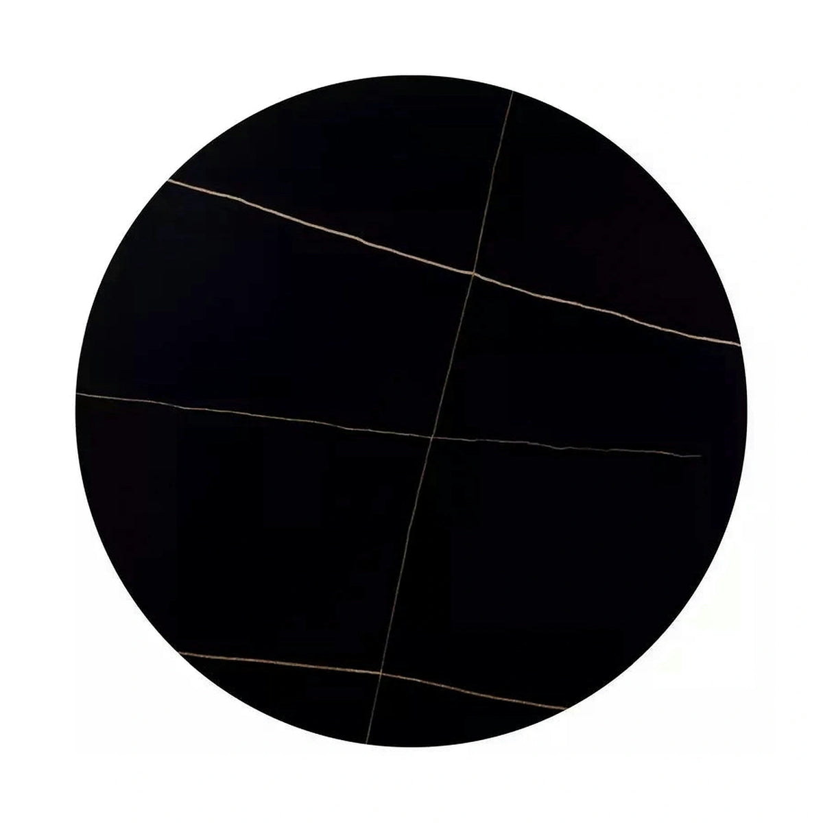 Masa RION, negru mat cu efect de marmura, ceramica/metal, 90x90x76 cm