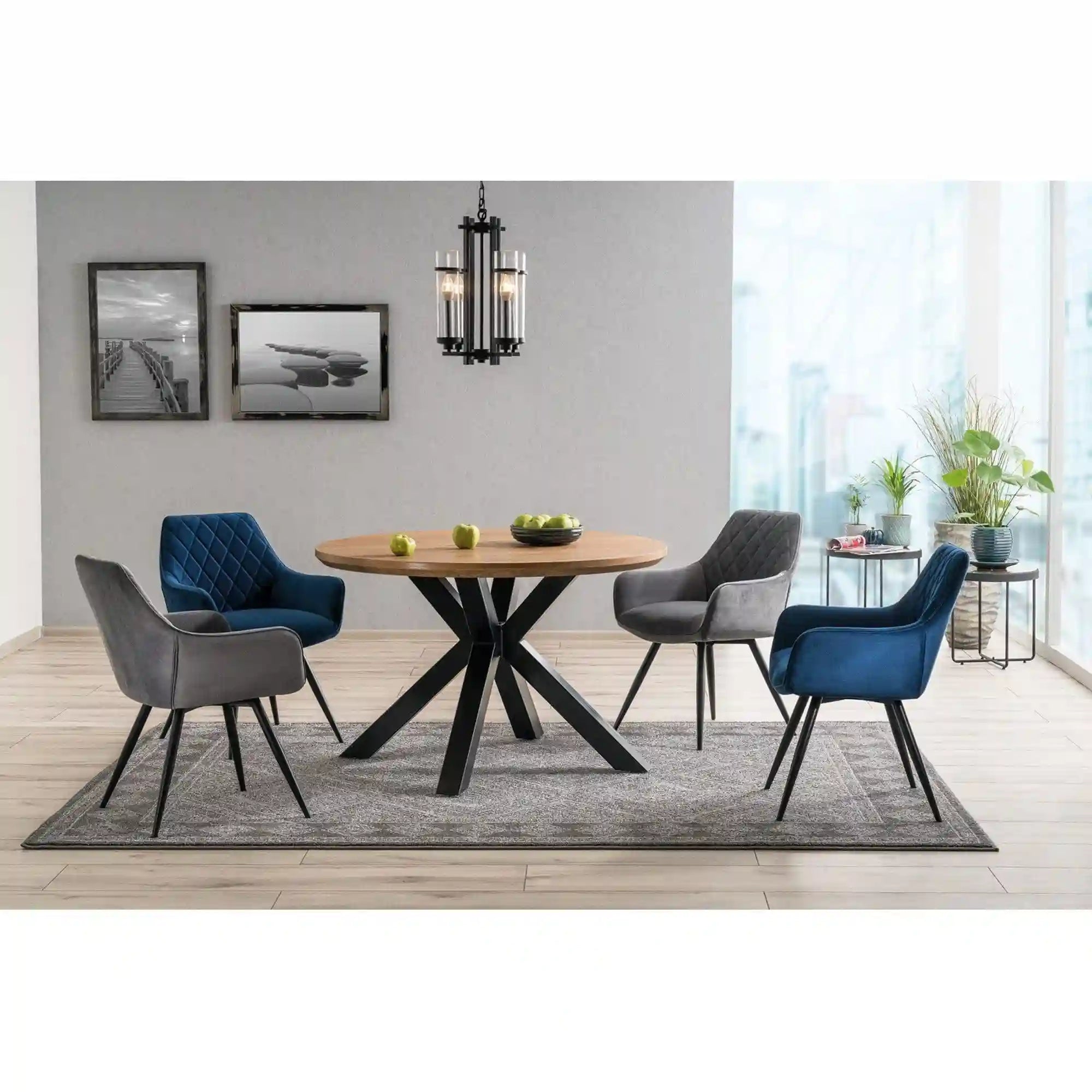 Masa RITMO, stejar/negru, 120x120x78 cm